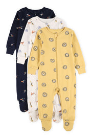 Lot de 3 pyjamas 1-pièce - Bébé garçon && MARIN