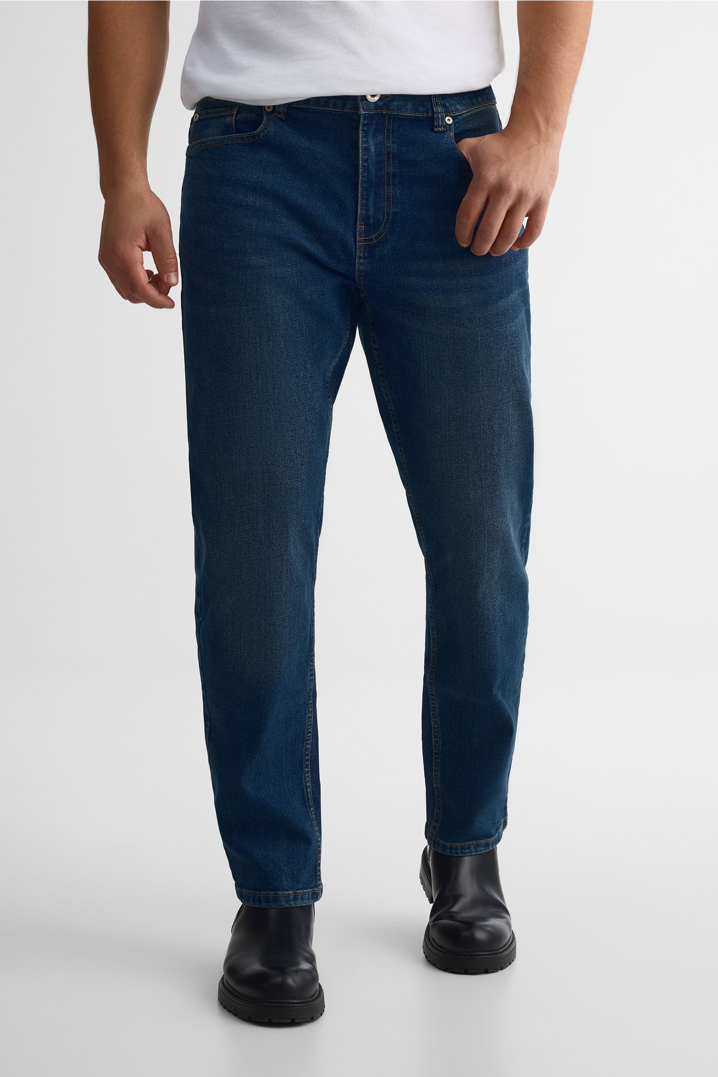 Pantalon en denim 5 poches && DENIM FONCE