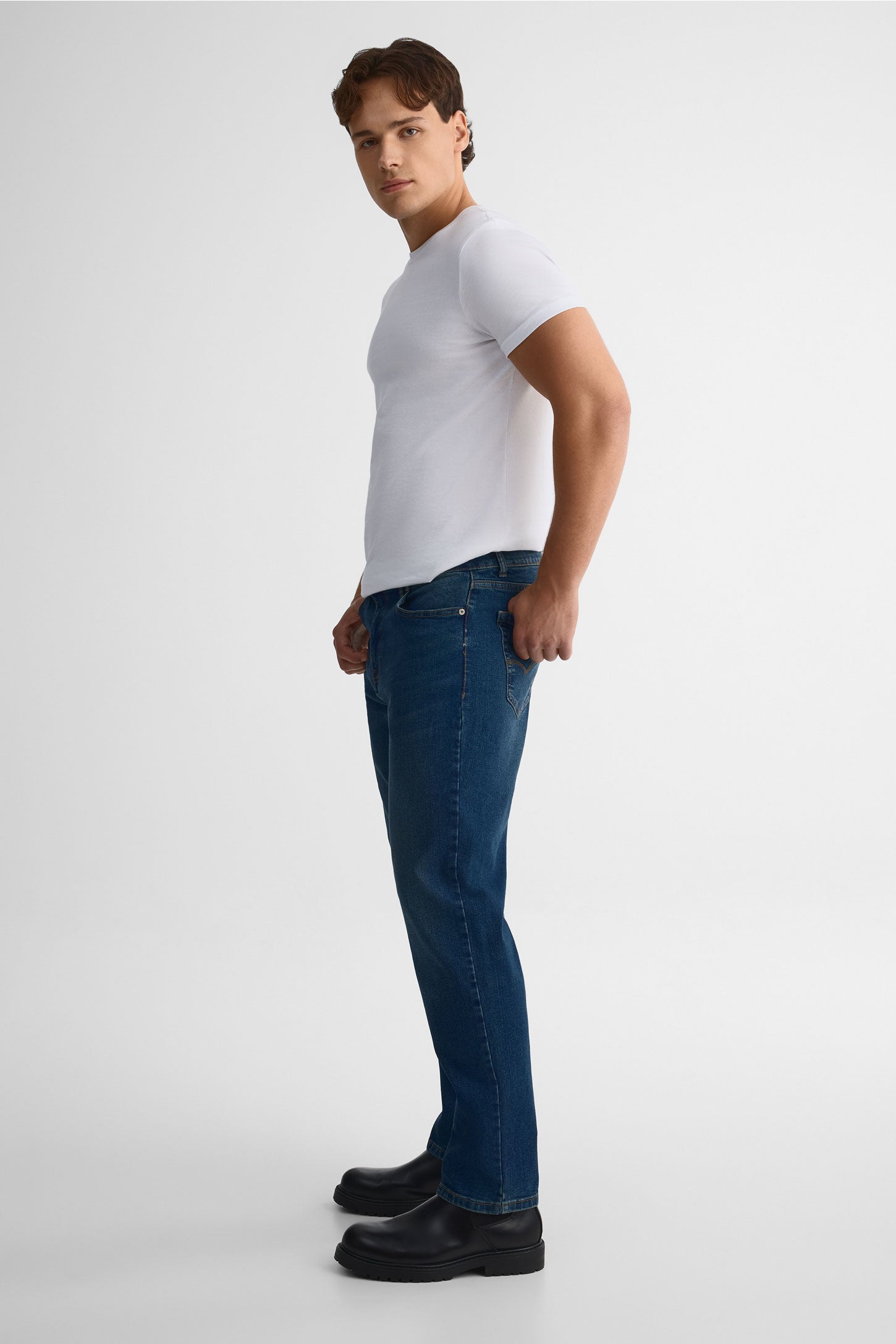 Pantalon en denim 5 poches && DENIM FONCE