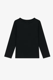 Chandail col rond manches longues coton - Enfant fille && NOIR