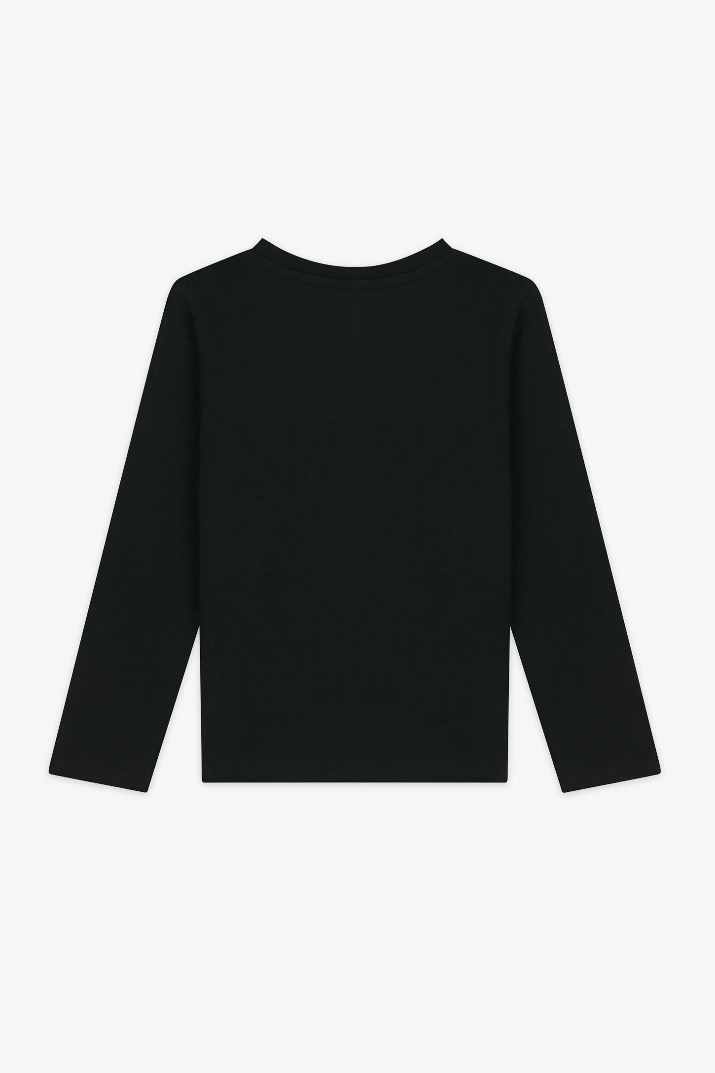Chandail col rond manches longues coton - Enfant fille && NOIR