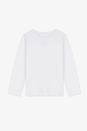 Chandail col rond manches longues coton - Enfant fille && BLANC