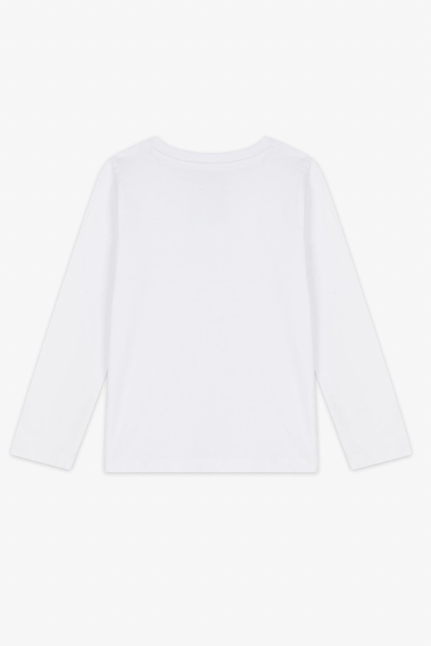Chandail col rond manches longues coton - Enfant fille && BLANC