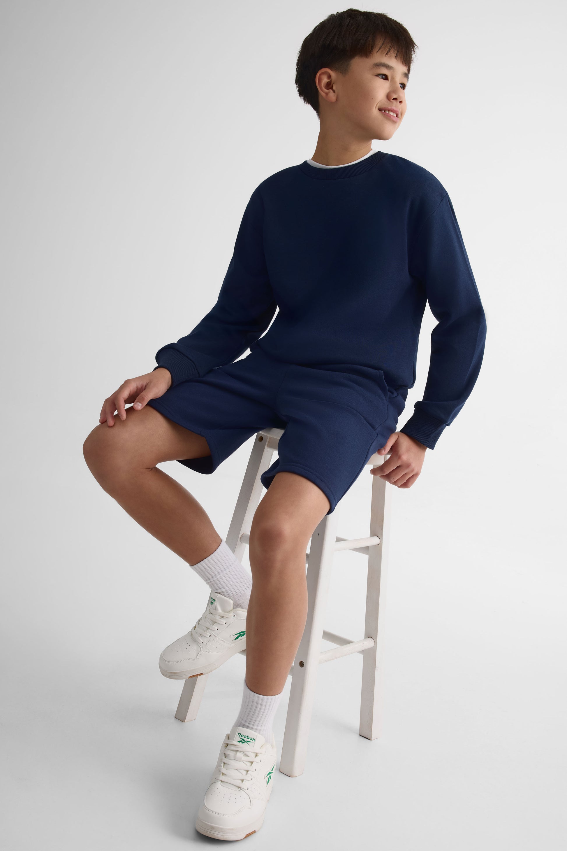 Chandail ouaté boxy à manches longues - Ado garçon && MARIN