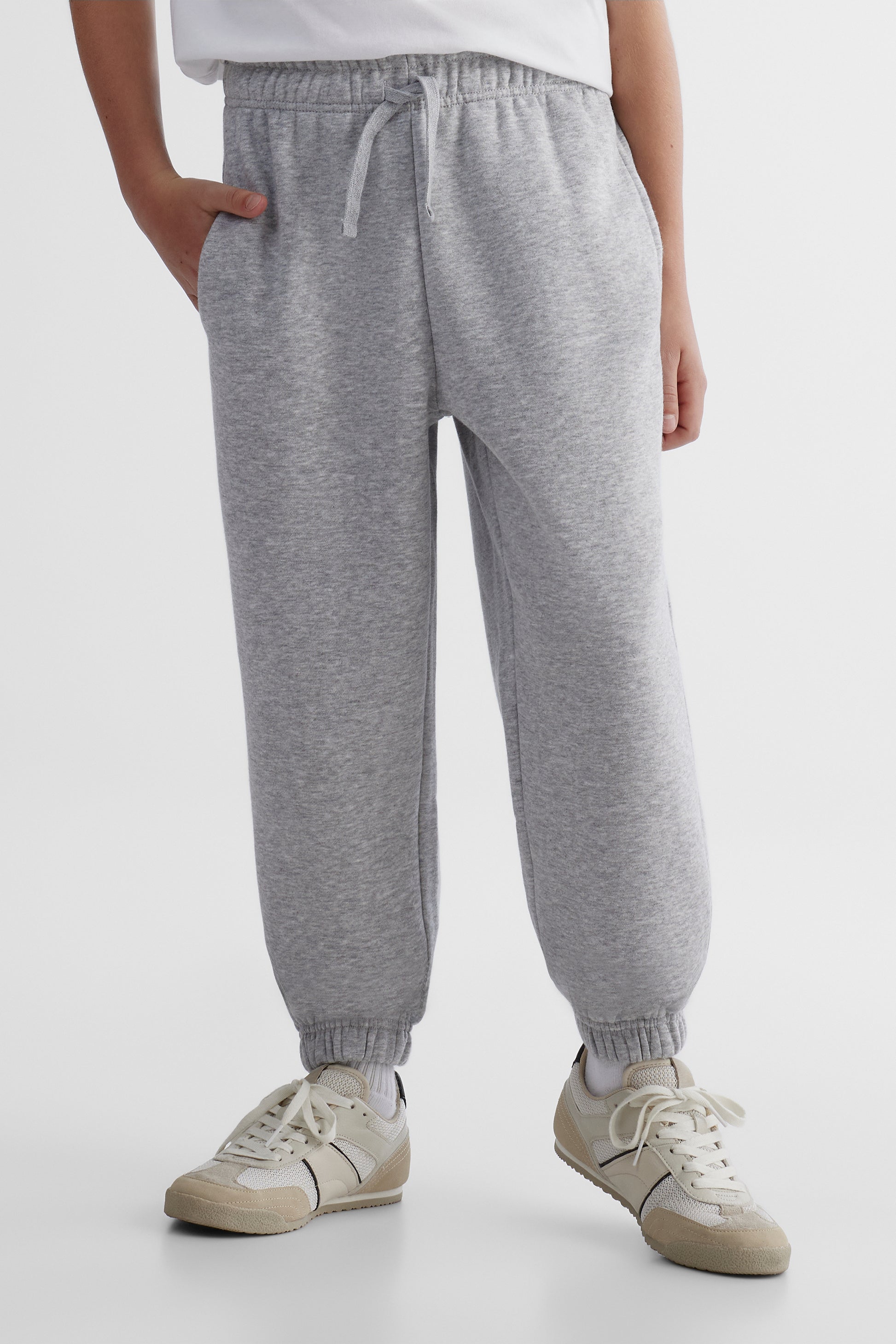 Pantalon jogger élastique en coton - Ado garçon && MIX GRIS CLAIR