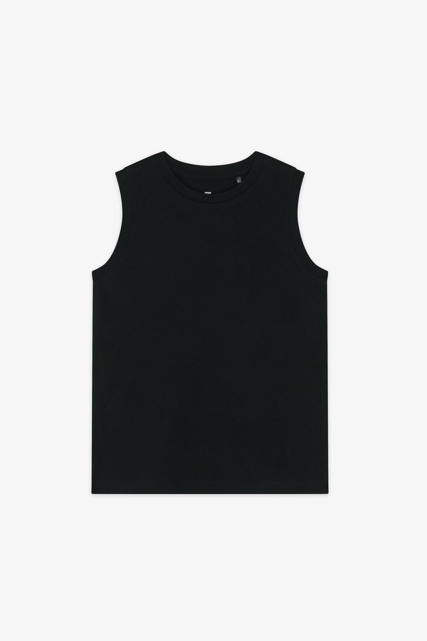 Camisole col rond coton - Enfant garçon && NOIR