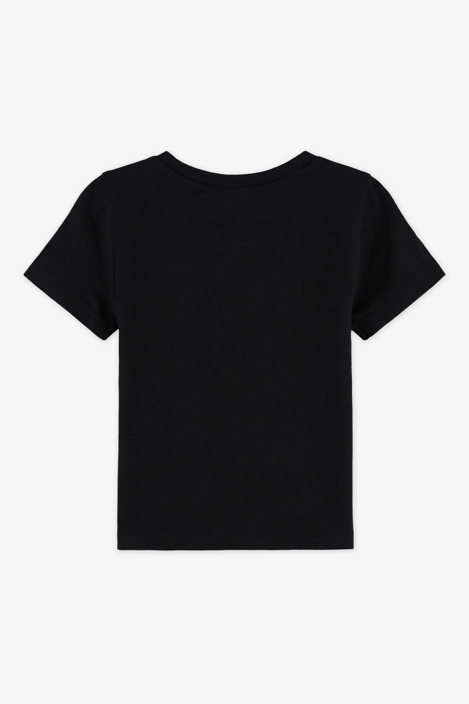 T-shirt uni col rond en jersey - Bébés garçons && NOIR