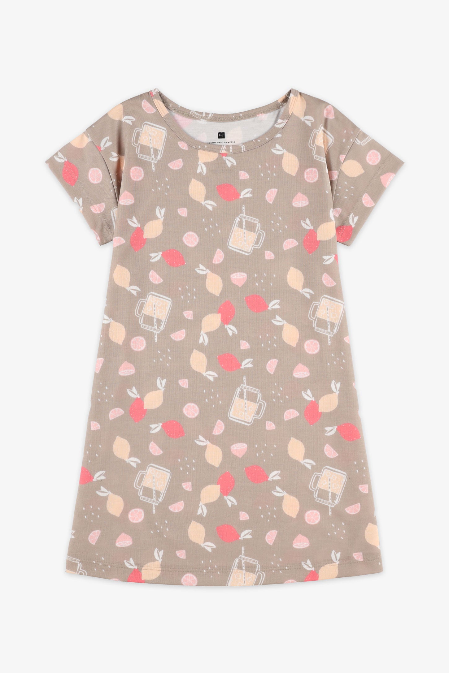 Robe de nuit manches courtes imprimé - Enfant fille && GRIS MULTI