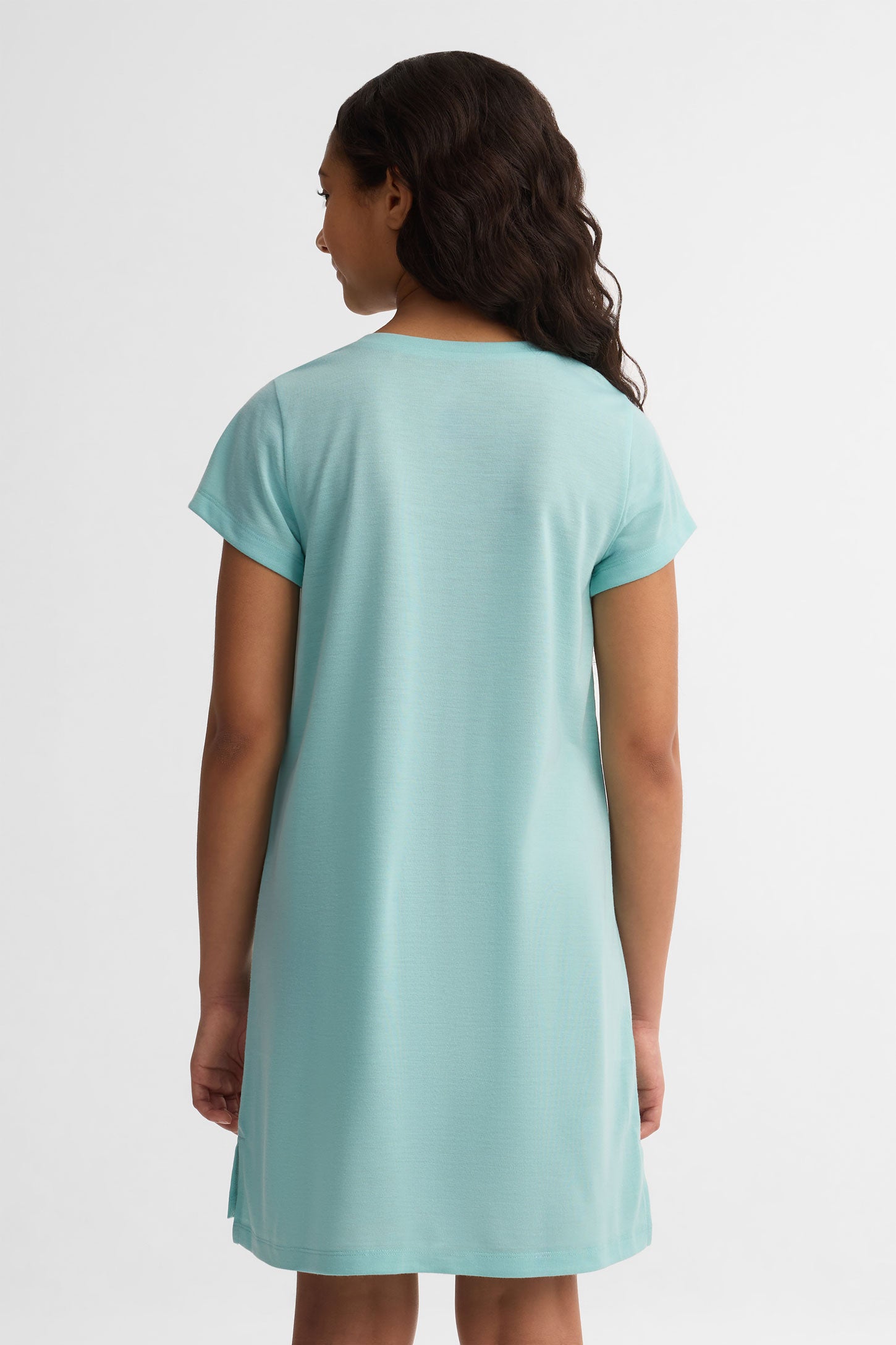 Robe de nuit manches courtes imprimé - Ado fille && TURQUOISE