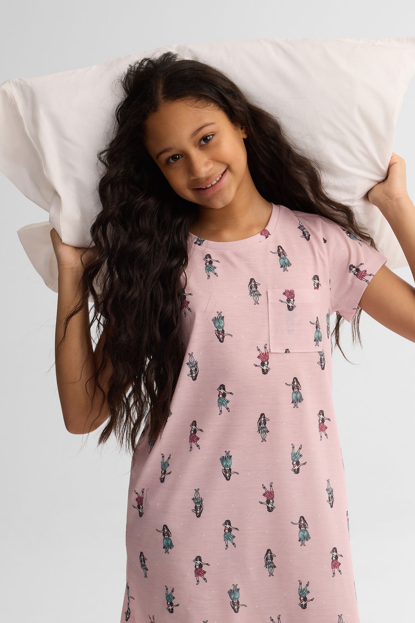 Robe de nuit manches courtes imprimé - Ado fille && LILAS MULTI