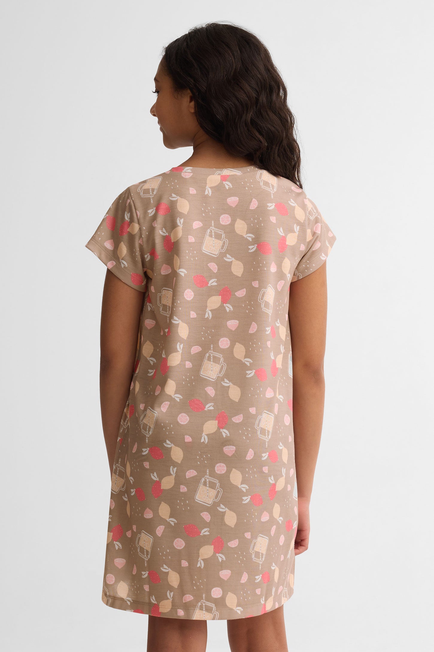 Robe de nuit manches courtes imprimé - Ado fille && GRIS MULTI