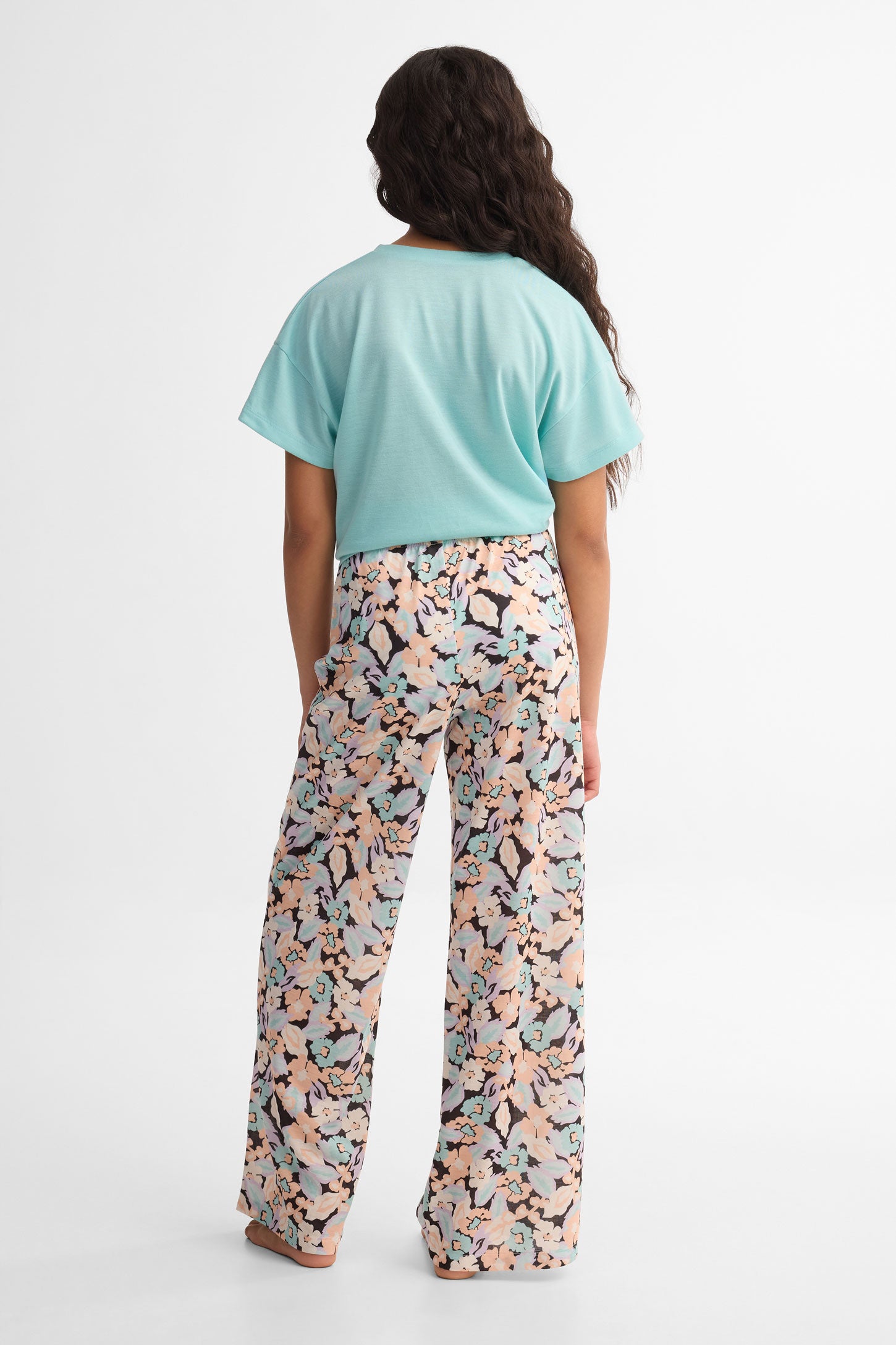 Pantalon pyjama jambe large imprimé - Ado fille && NOIR/MULTI