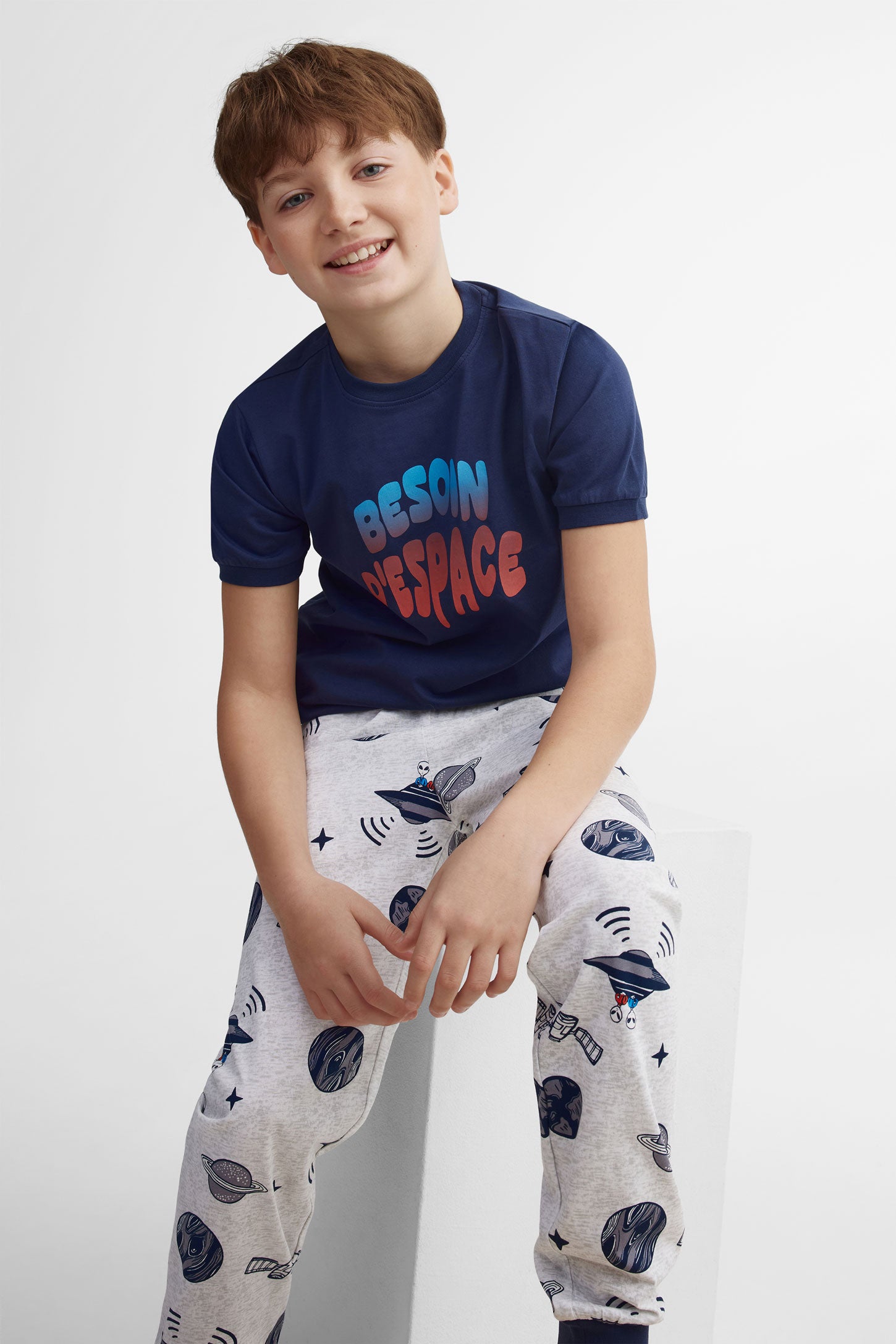 Pyjama 2-pièces en coton, 2/40$ - Ado garçon && BLEU MARINE