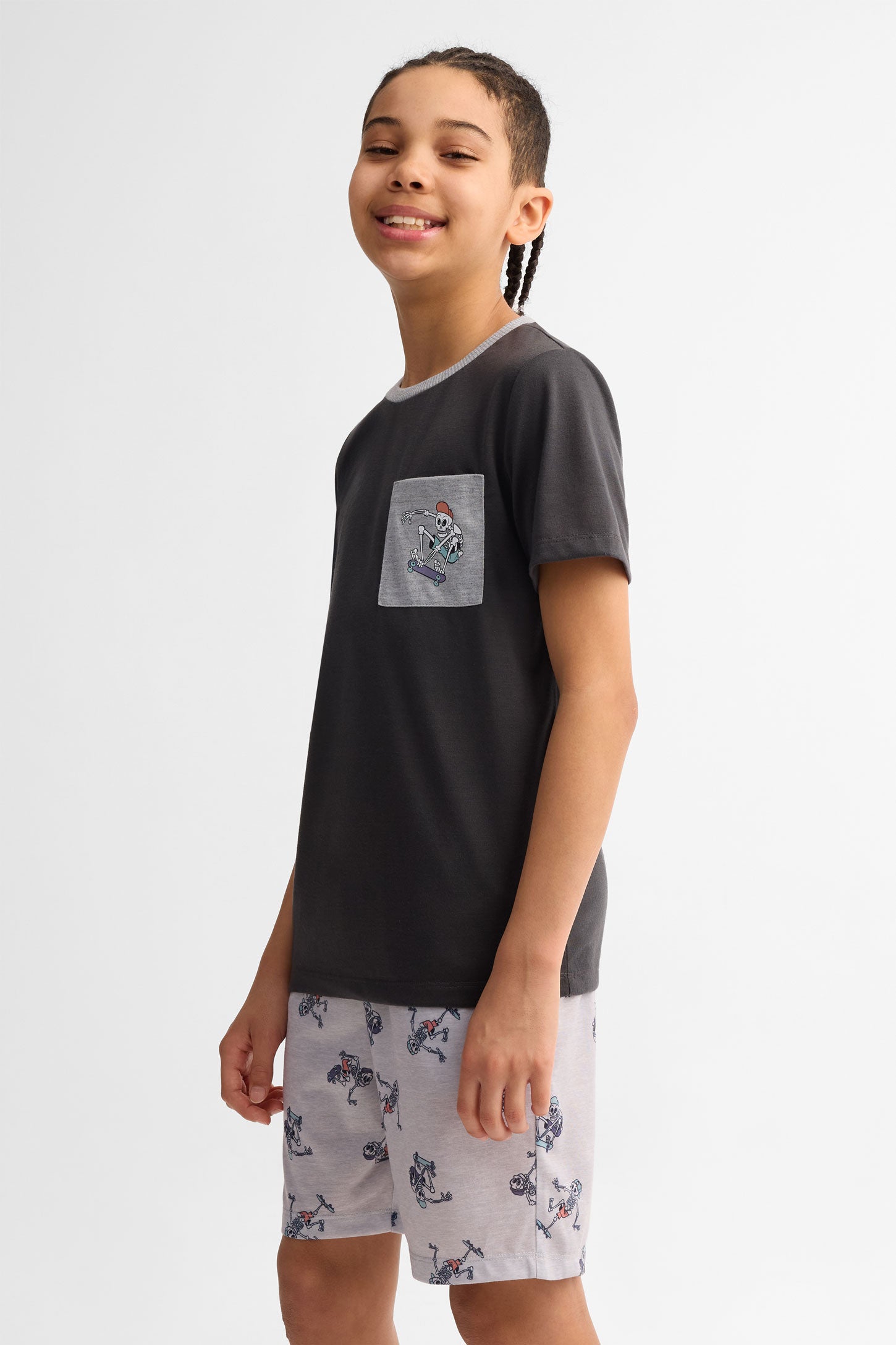 Pyjama 2-pièces imprimé, 2/40$ - Ado garçon && NOIR