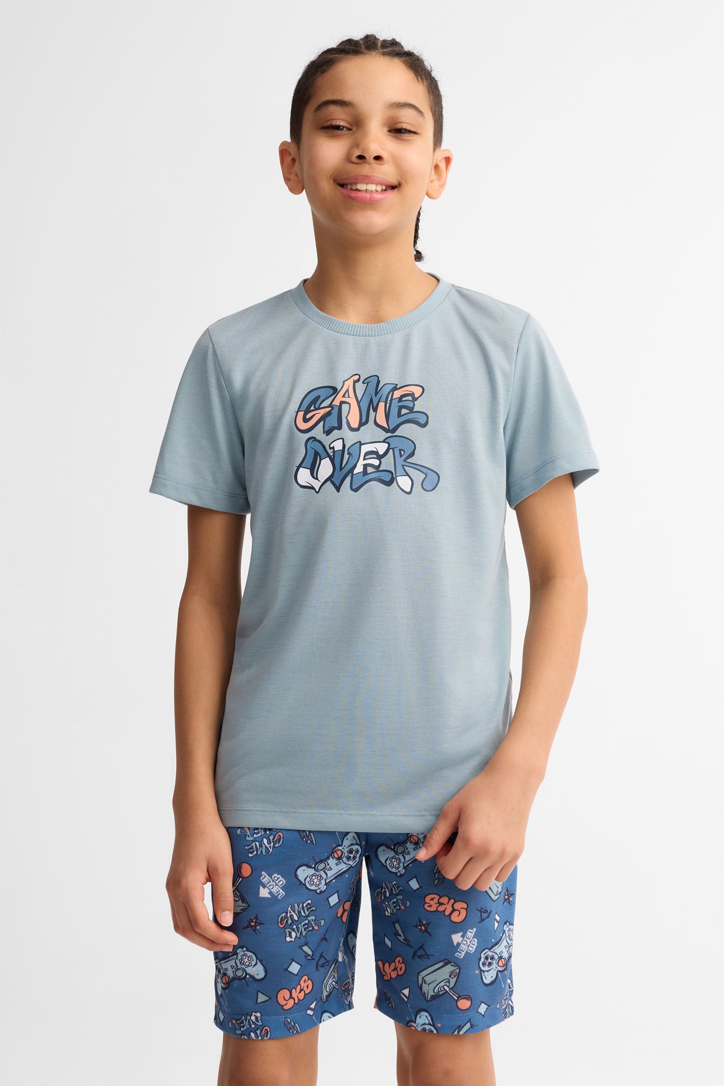 Pyjama 2-pièces imprimé, 2/40$ - Ado garçon && GRIS