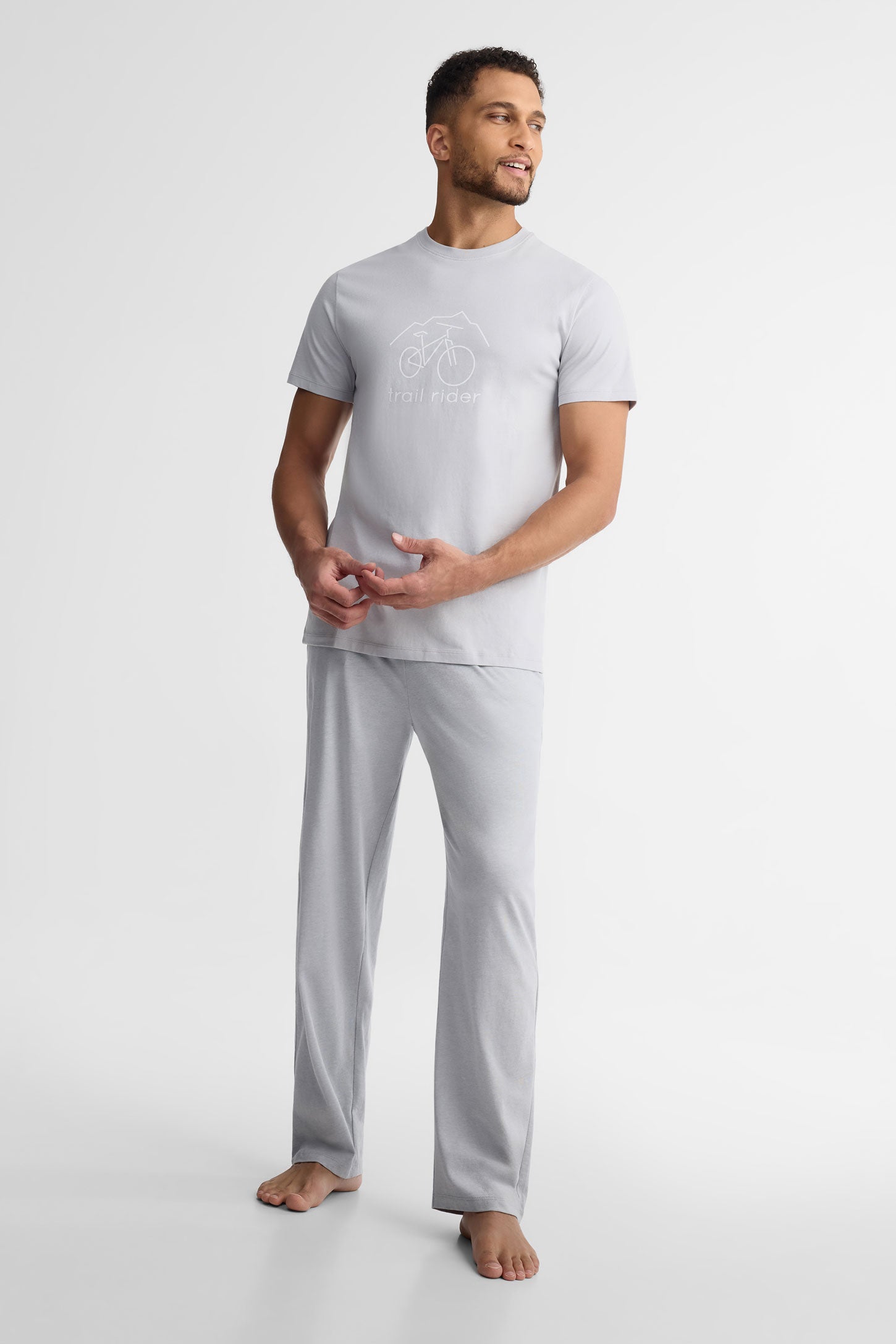 Pantalon pyjama imprimé coton, 2/40$ - Homme && BLEU MIXTE