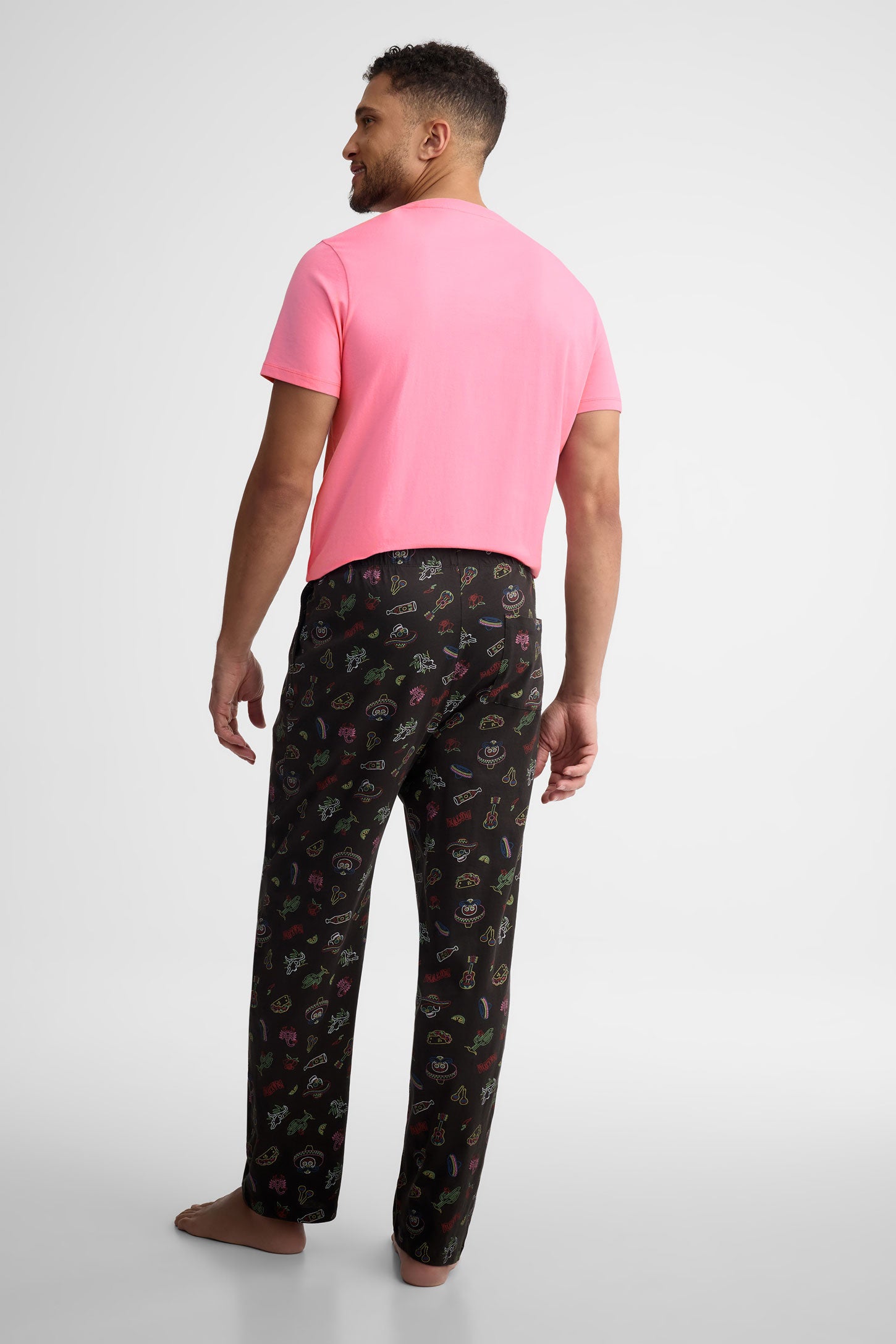 Pantalon pyjama imprimé coton, 2/40$ - Homme && NOIR/MULTI