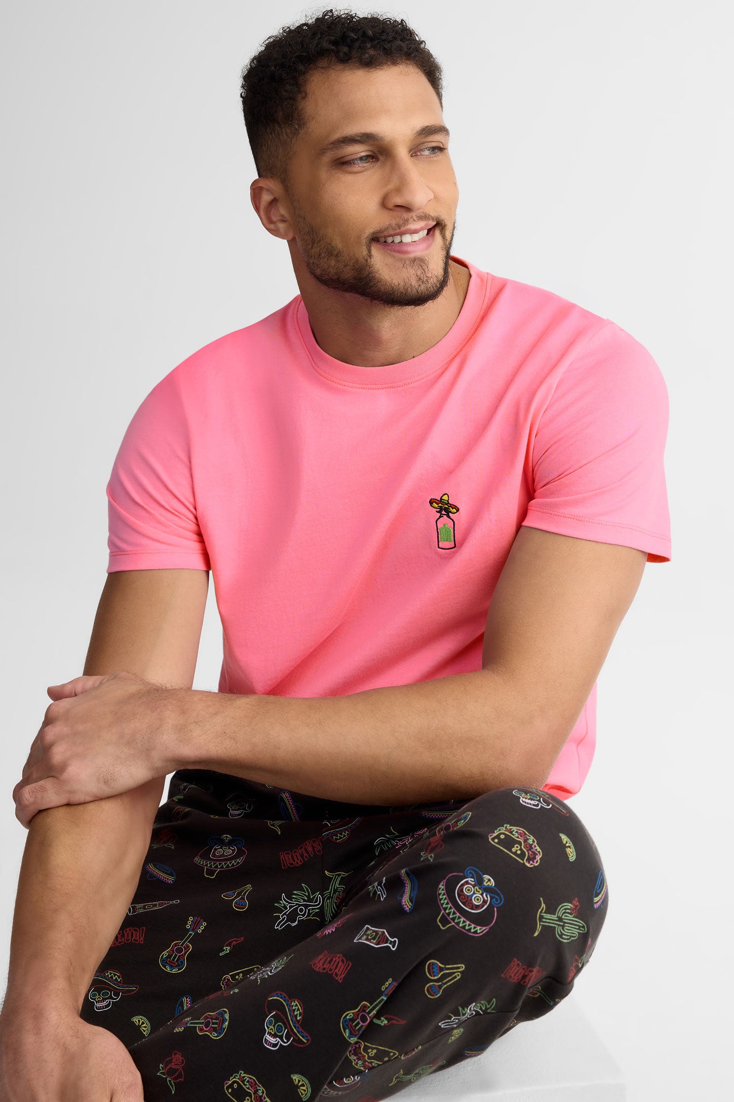 Pantalon pyjama imprimé coton, 2/40$ - Homme && NOIR/MULTI