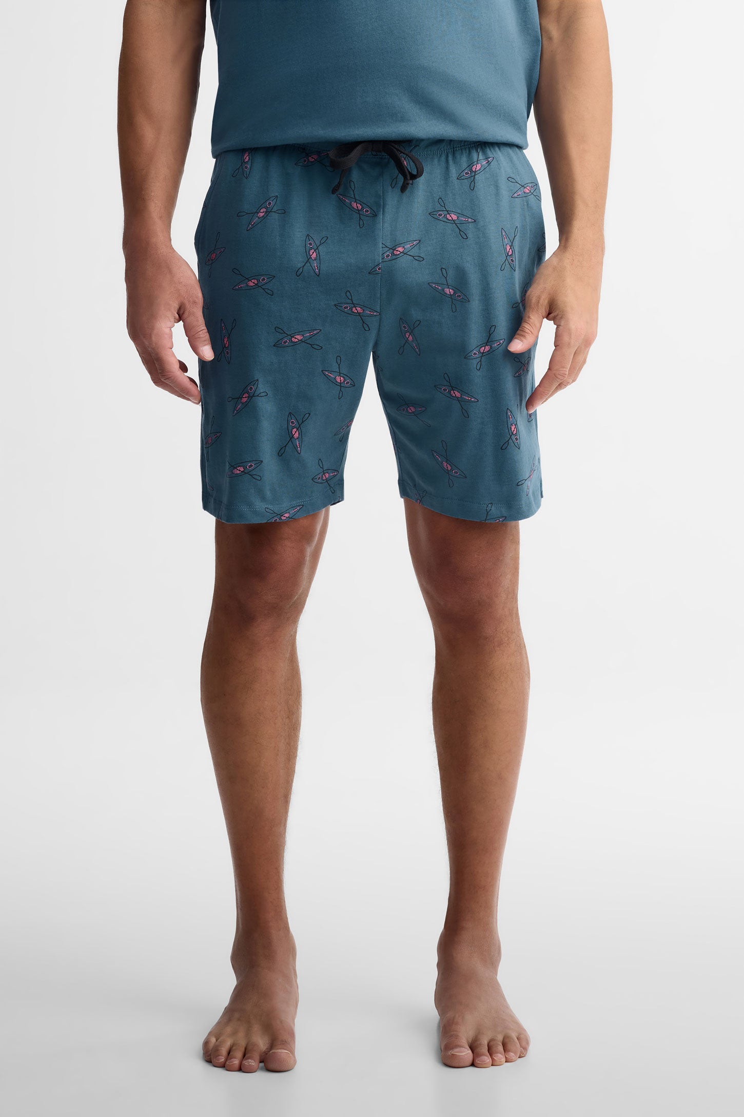 Short pyjama imprimé coton, 2/40$ - Homme && BLEU MULTI