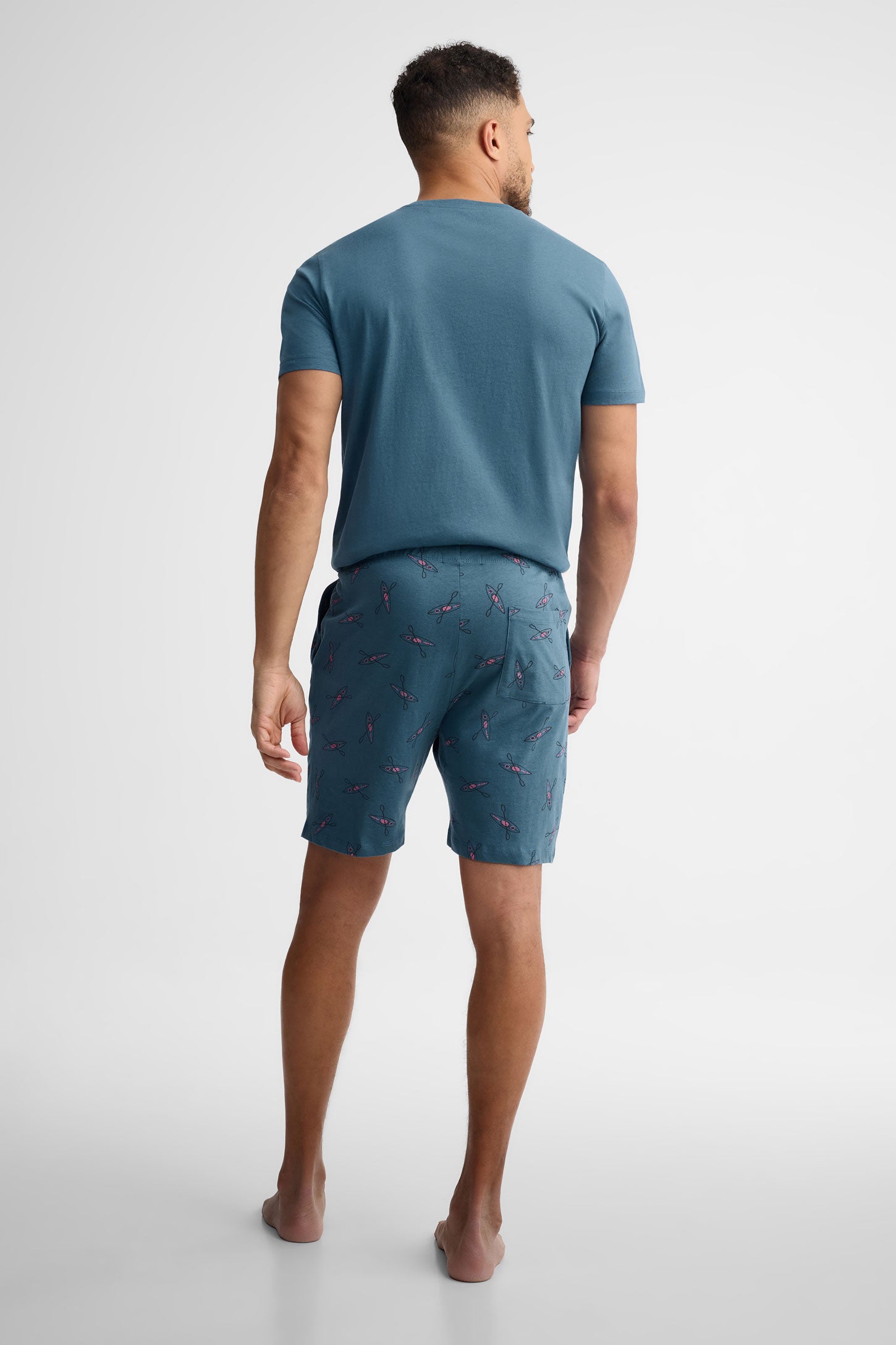 Short pyjama imprimé coton, 2/40$ - Homme && BLEU MULTI