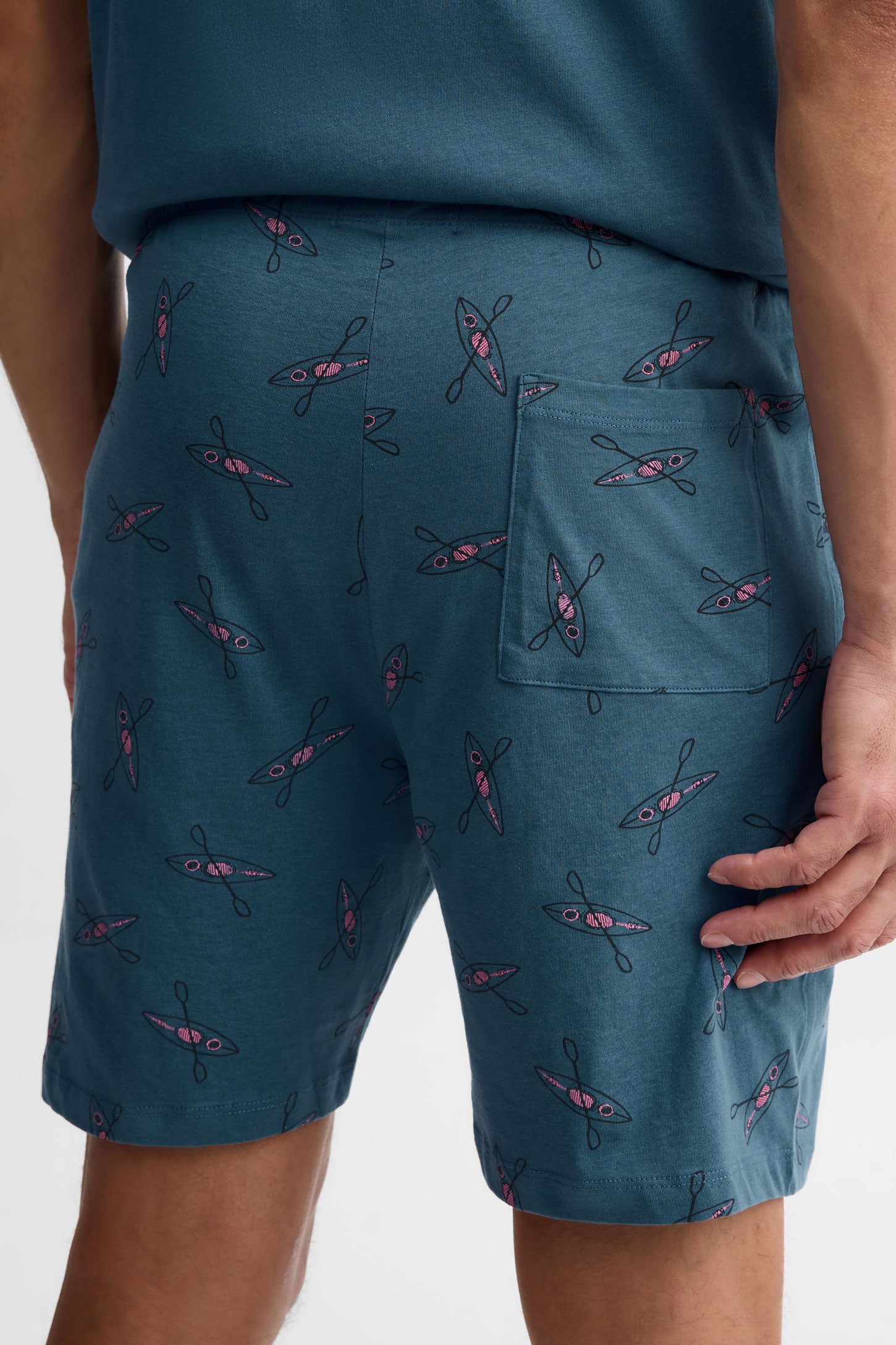 Short pyjama imprimé coton, 2/40$ - Homme && BLEU MULTI