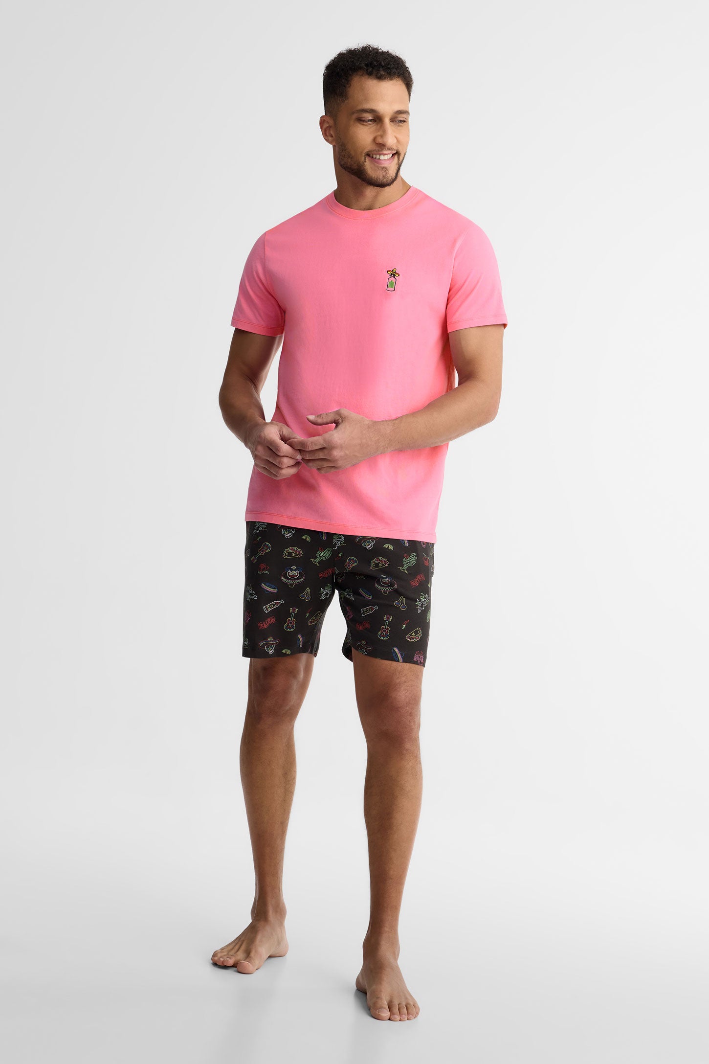 Short pyjama imprimé coton, 2/40$ - Homme && NOIR/MULTI