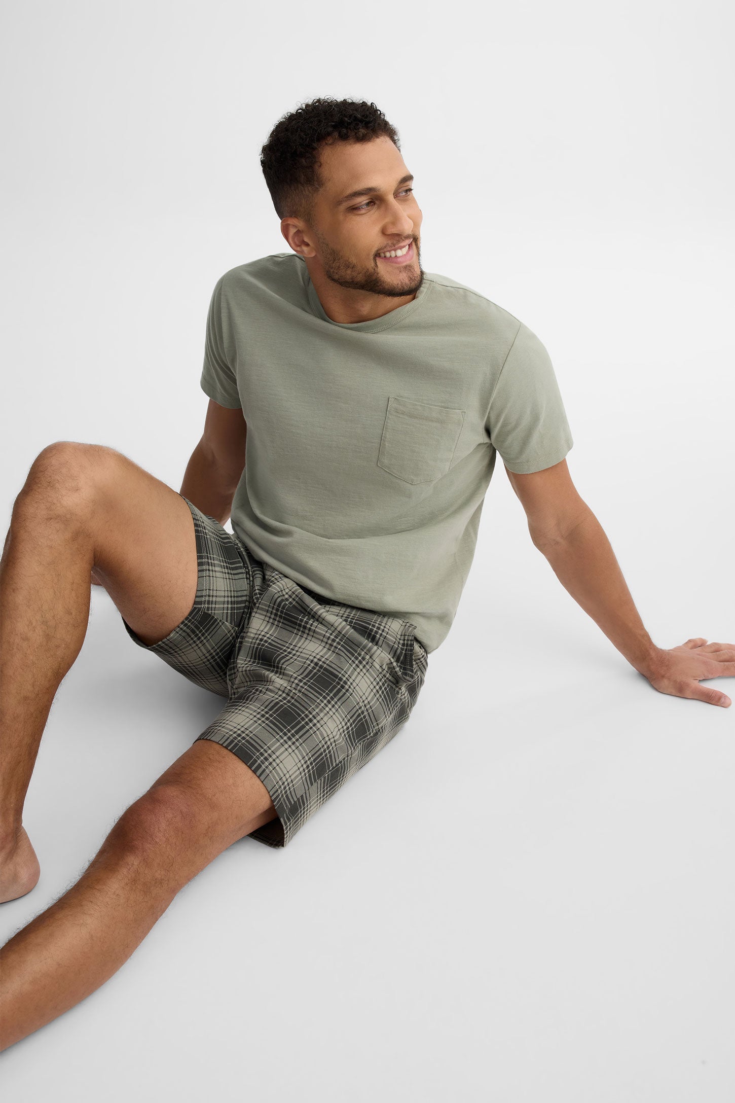 Short pyjama imprimé coton, 2/40$ - Homme && VERT/MULTI