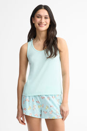 Camisole pyjama côtelée - Femme && BLEU PALE