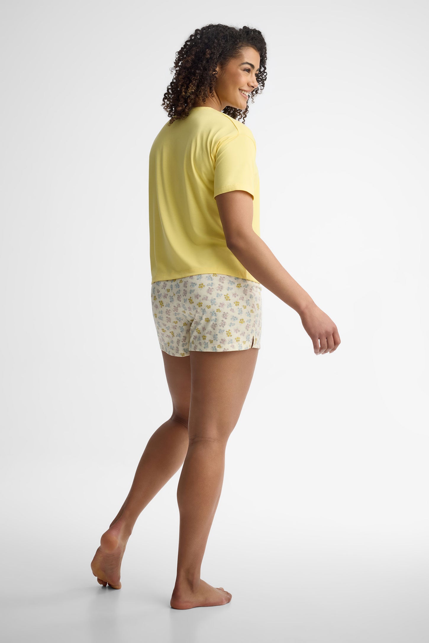 Pyjama 2-pièces t-shirt et short - Femme && JAUNE
