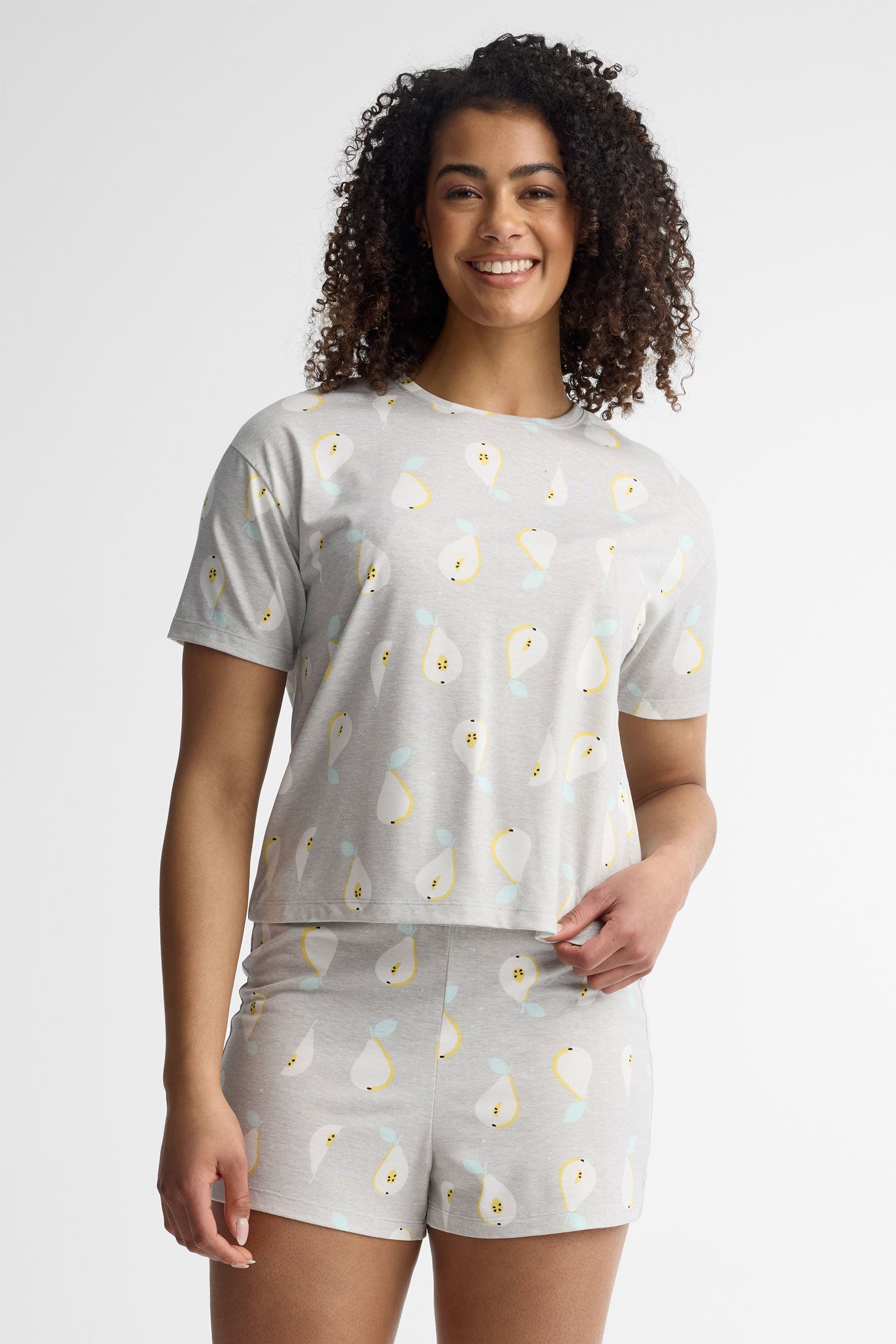Pyjama 2-pièces t-shirt et short - Femme && GRIS MIXTE
