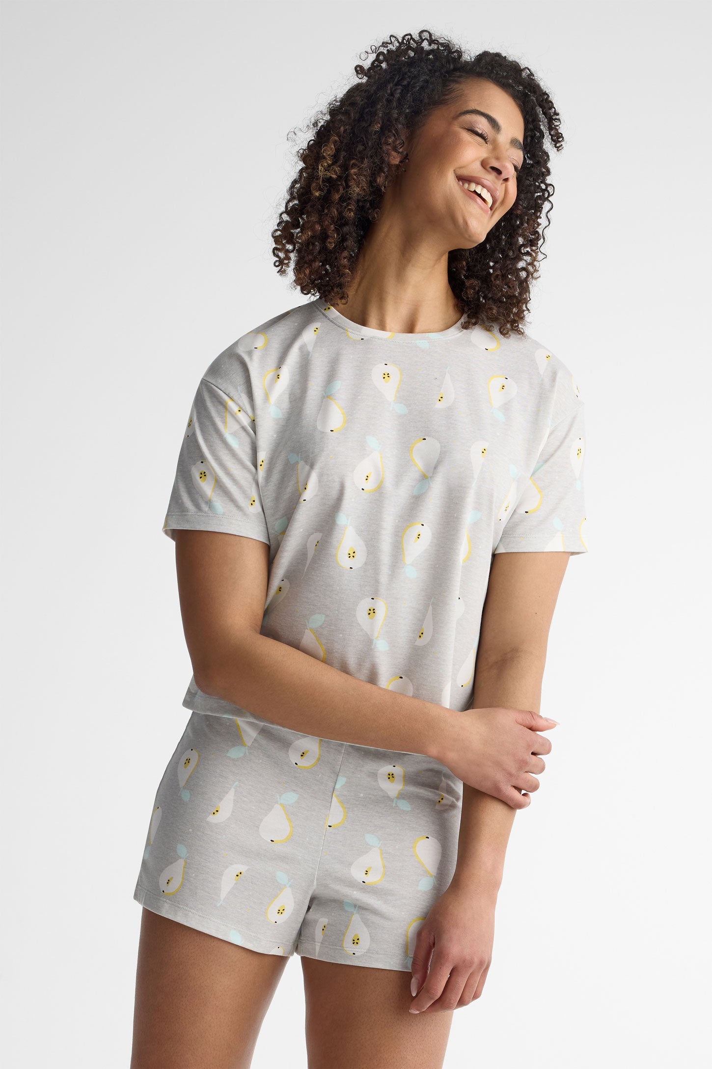 Pyjama 2-pièces t-shirt et short - Femme && GRIS MIXTE