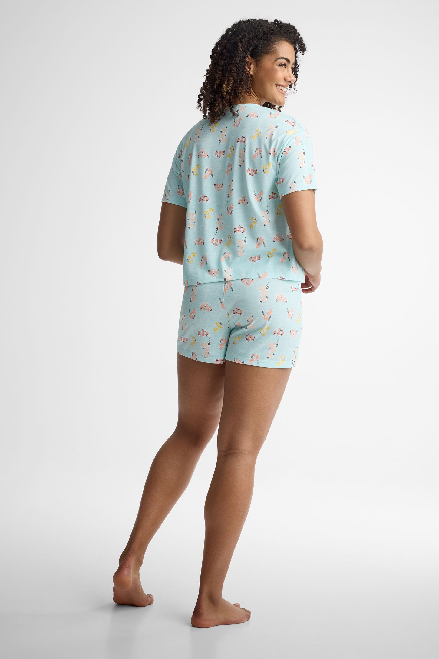 Pyjama 2-pièces t-shirt et short - Femme && BLEU MULTI