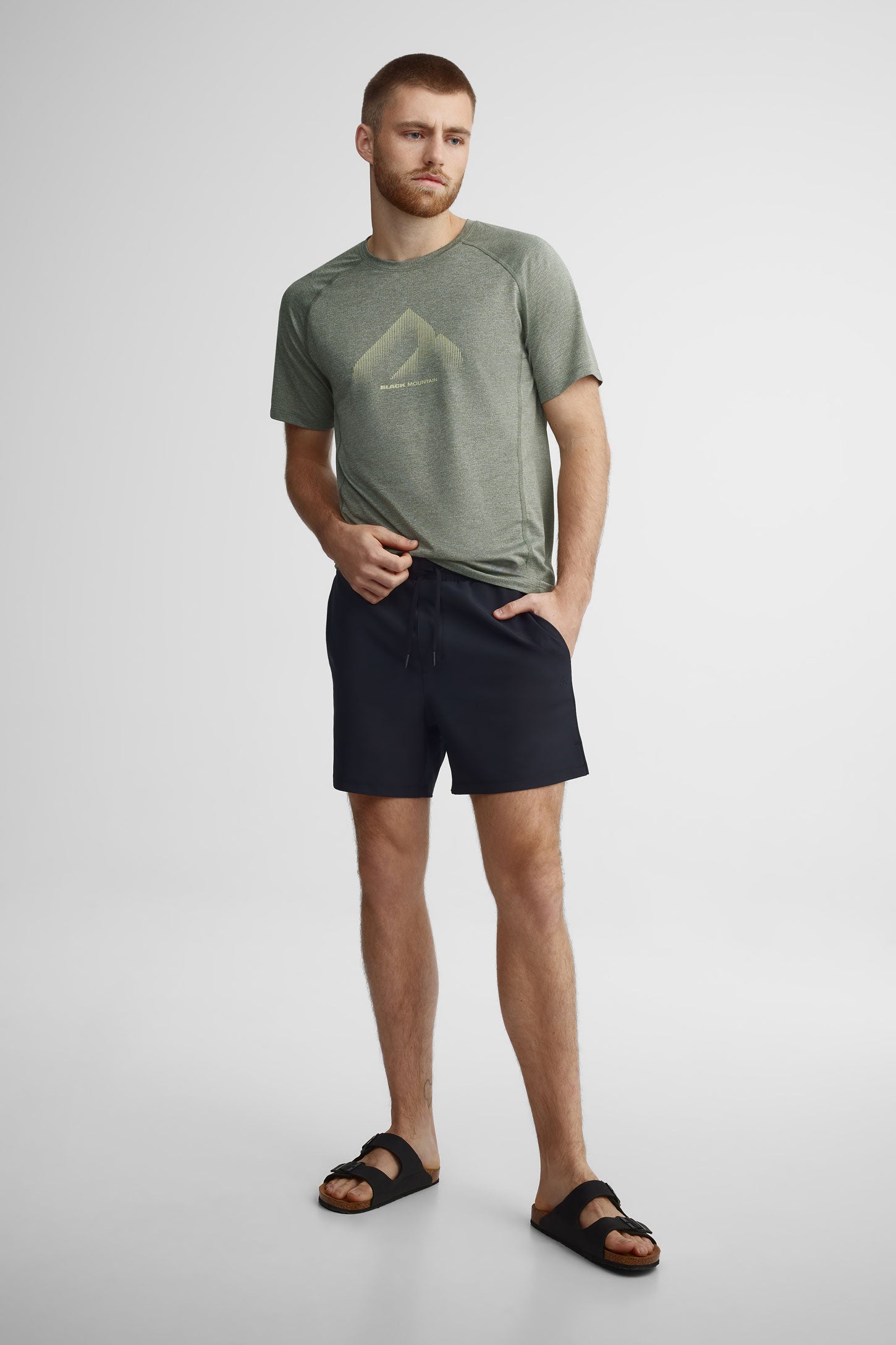 T-shirt col rond imprimé BM - Homme && VERT MIXTE