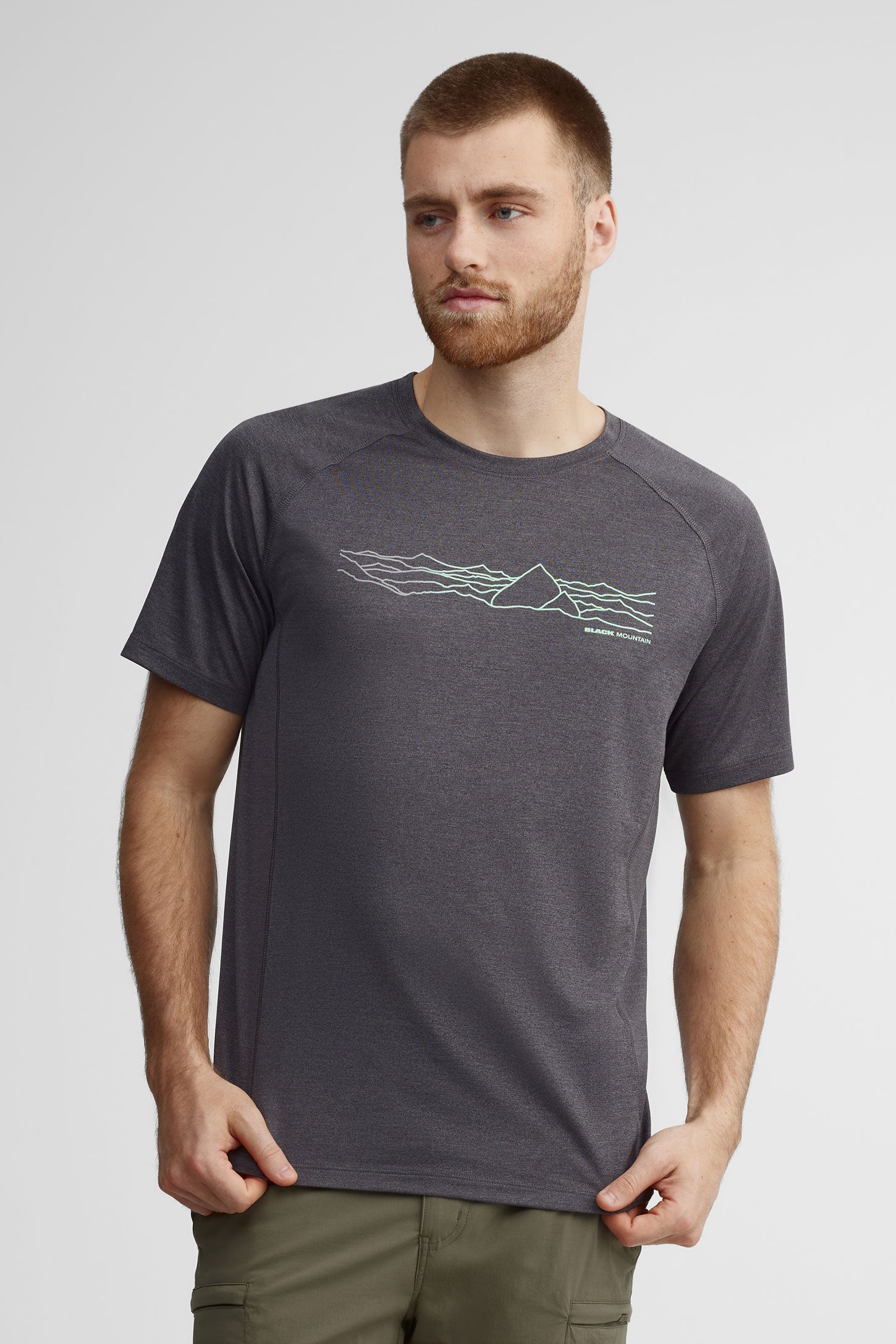 T-shirt col rond imprimé BM - Homme && GRIS MIXTE