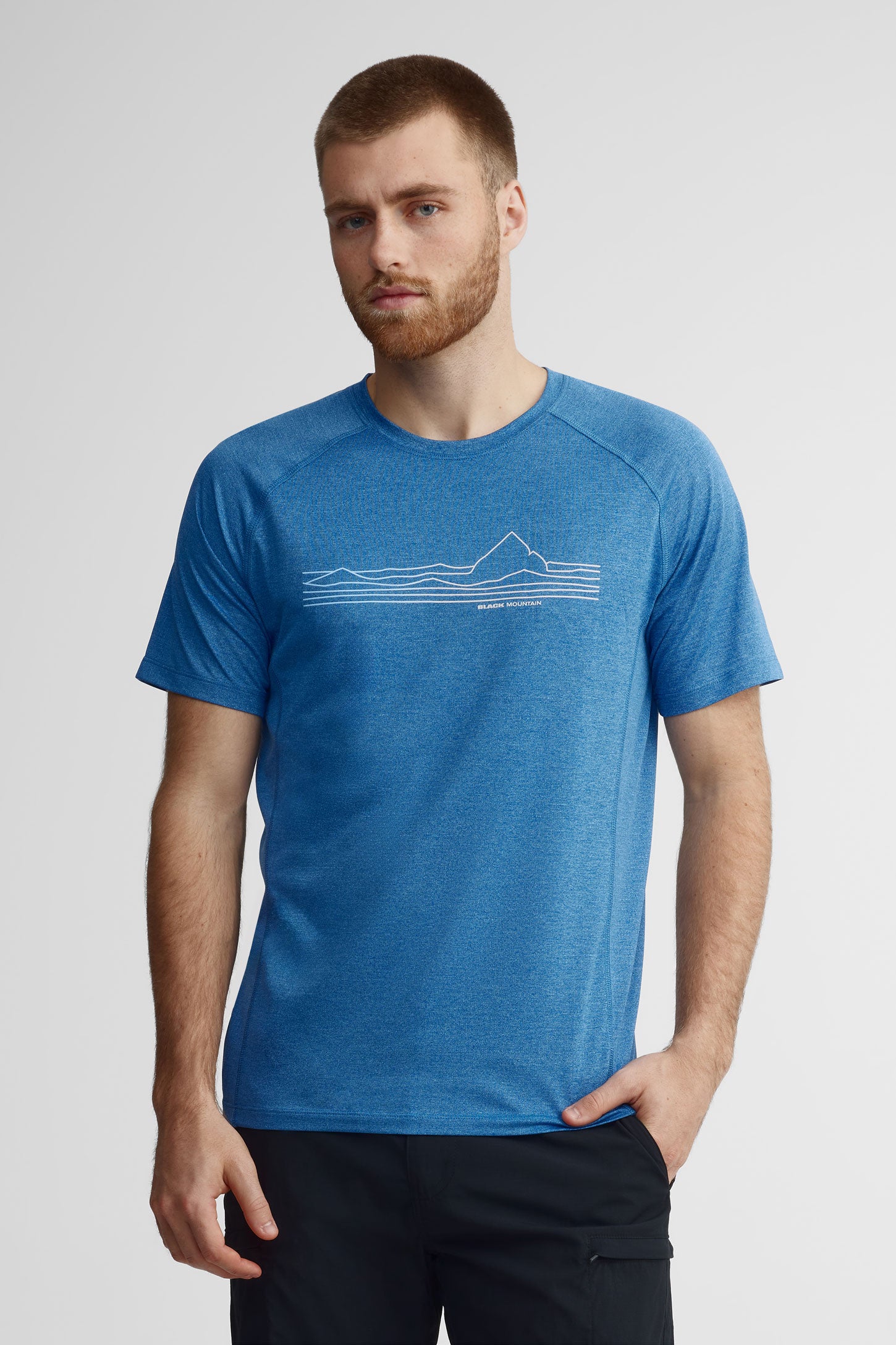 T-shirt col rond imprimé BM - Homme && BLEU MIXTE