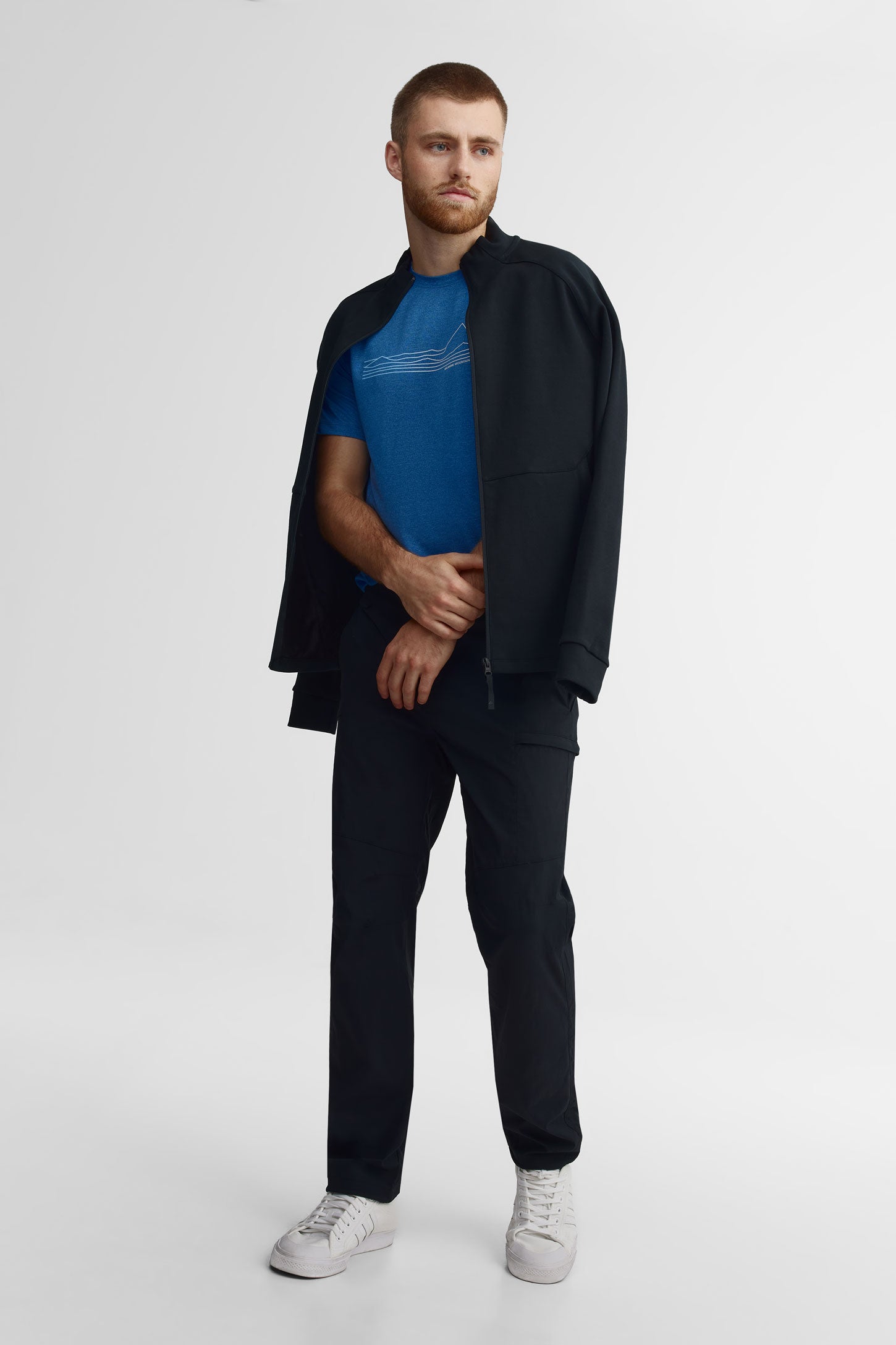 T-shirt col rond imprimé BM - Homme && BLEU MIXTE