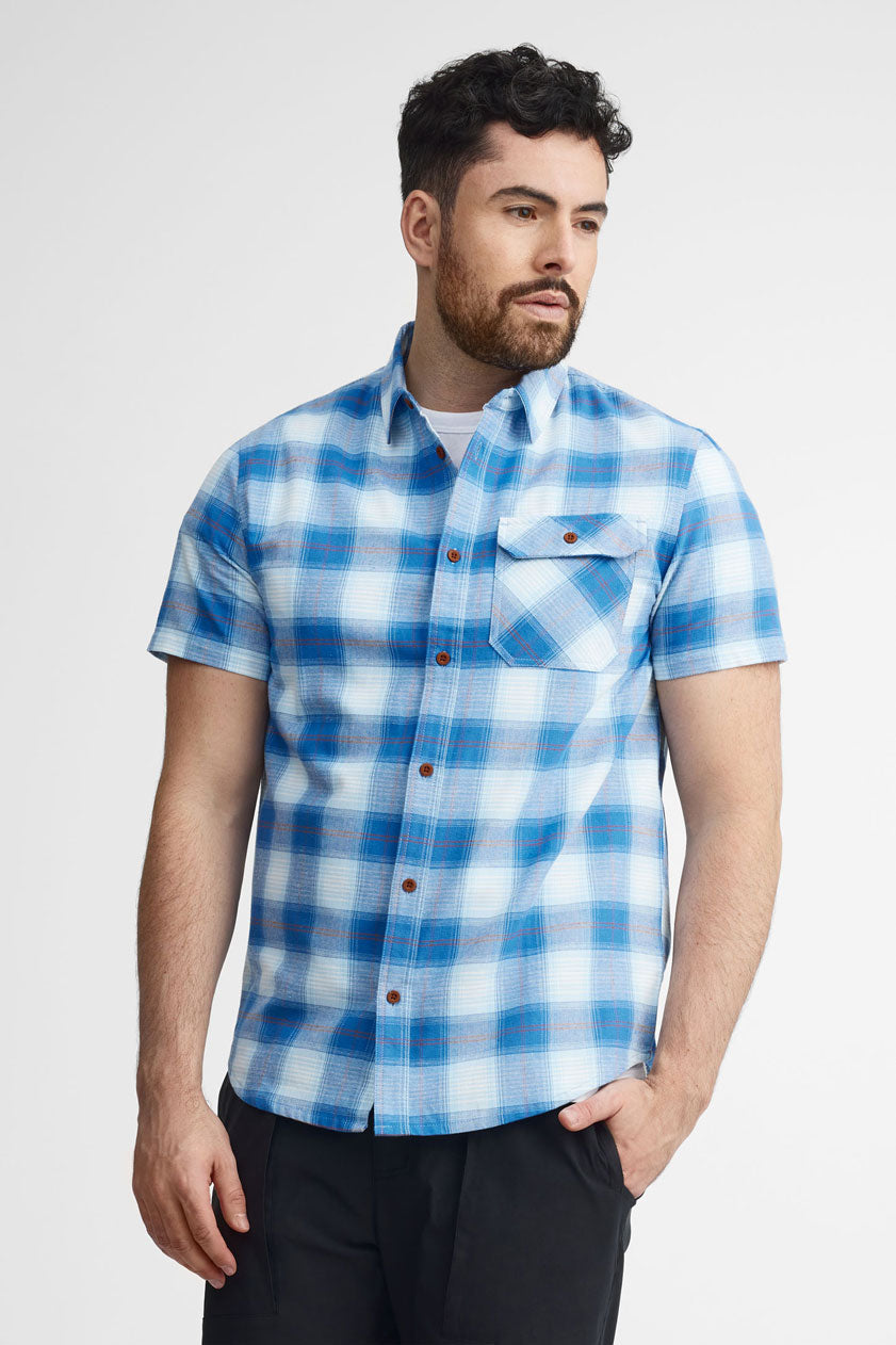 Chemise manches courtes à carreaux BM - Homme && BLEU MULTI