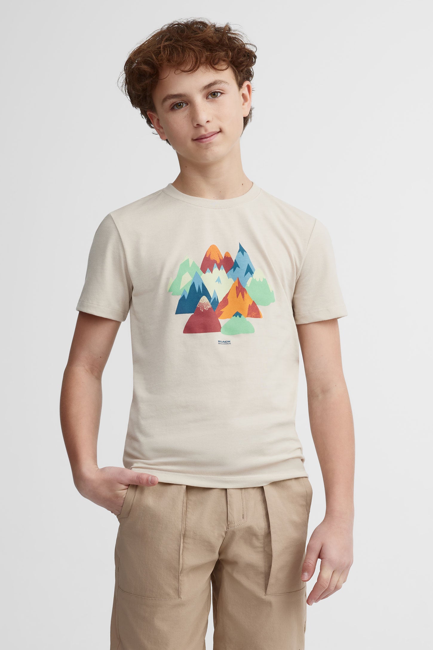 T-shirt col rond coton bio BM - Ado garçon && BEIGE