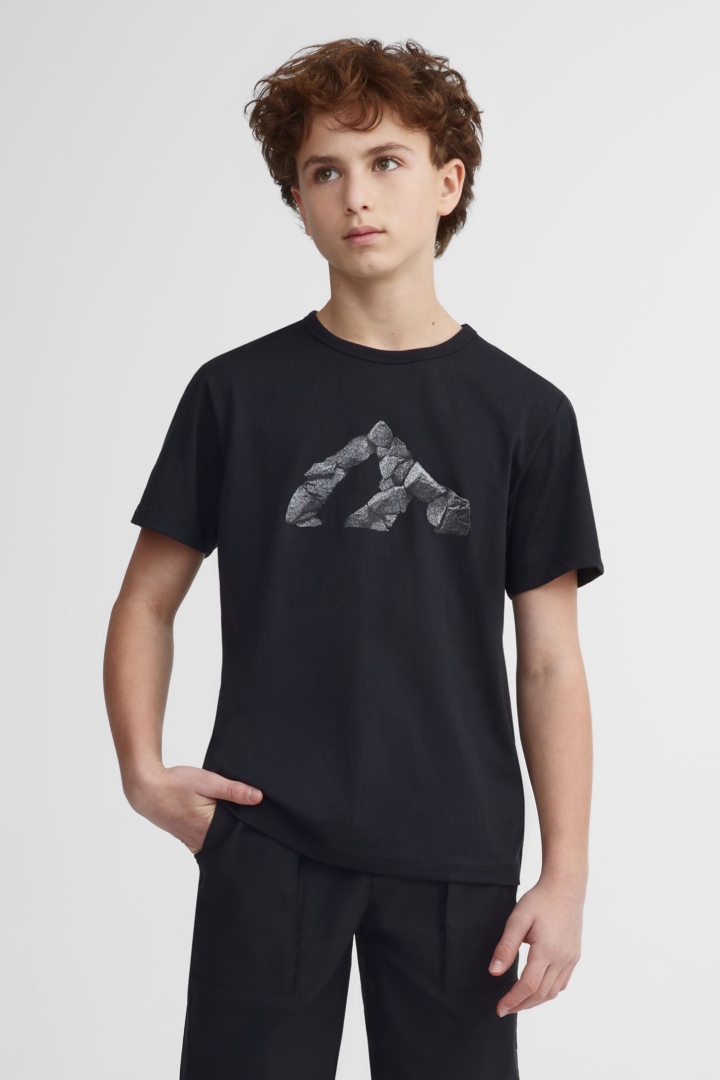 T-shirt col rond coton bio BM - Ado garçon && GRIS FONCE