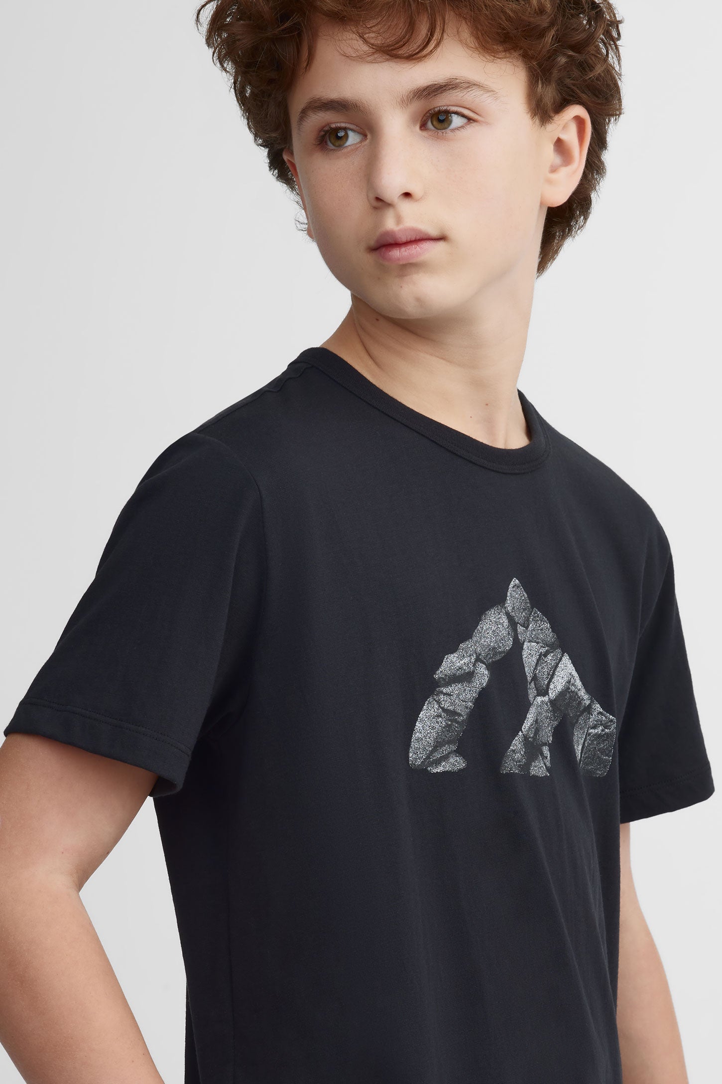 T-shirt col rond coton bio BM - Ado garçon && GRIS FONCE