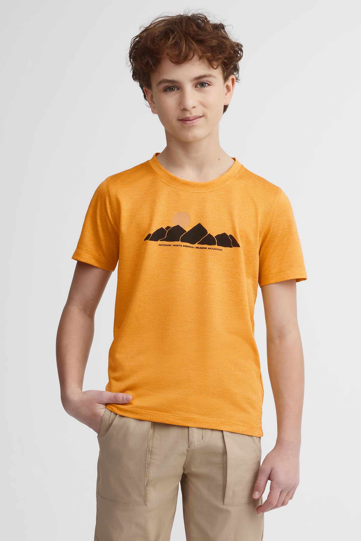 T-shirt col rond coton bio BM - Ado garçon && JAUNE/MULTI