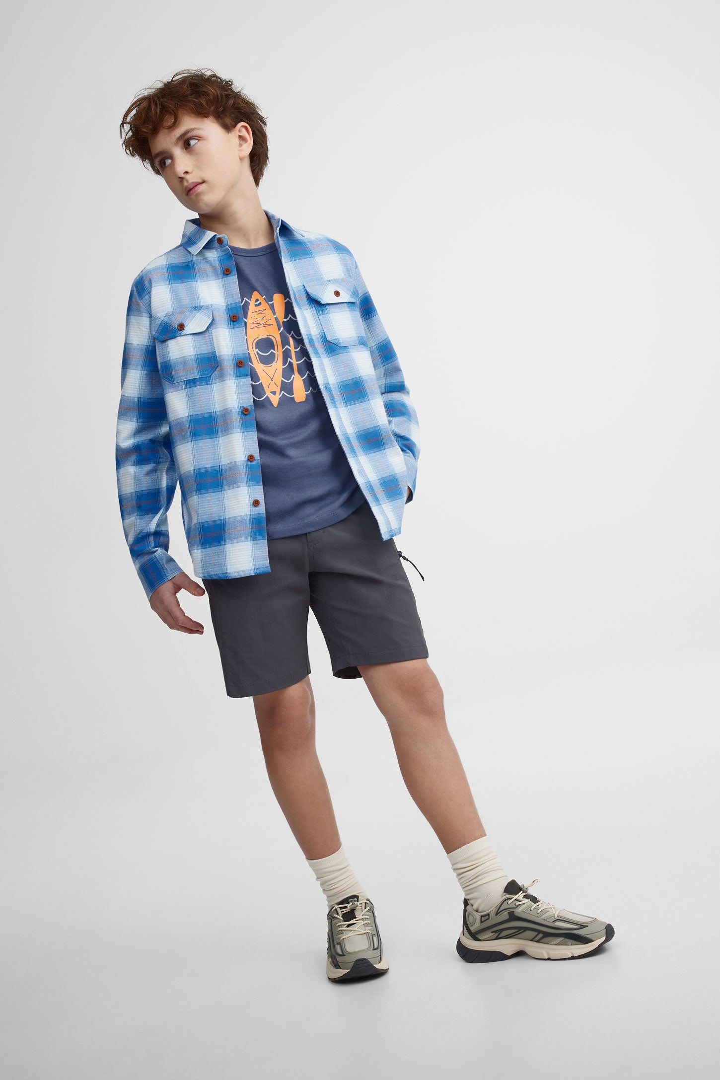 Chemise à carreaux coton - Ado garçon && BLEU MULTI