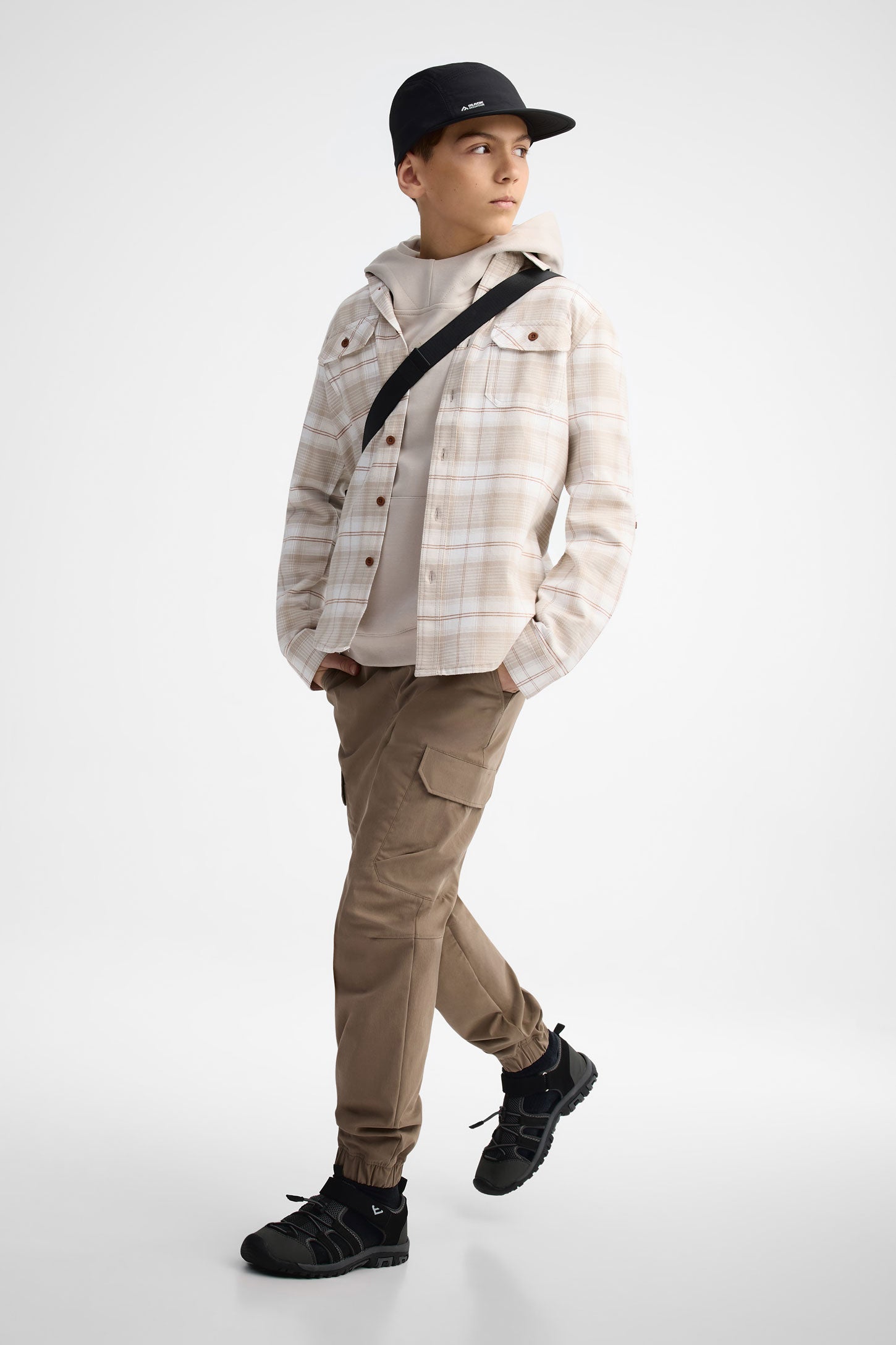 Pantalon jogger cargo en coton - Ado garçon && BRUN