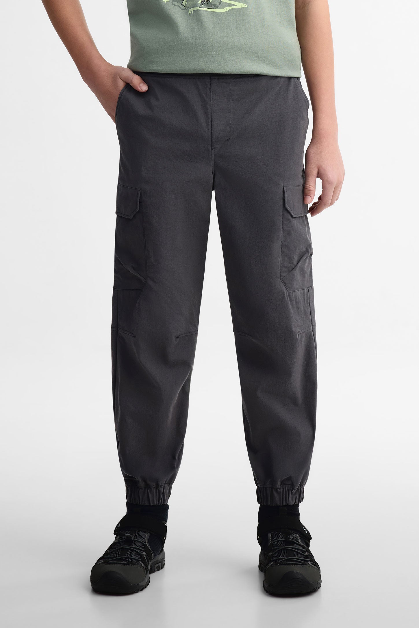 Pantalon jogger cargo en coton - Ado garçon && GRIS FONCE