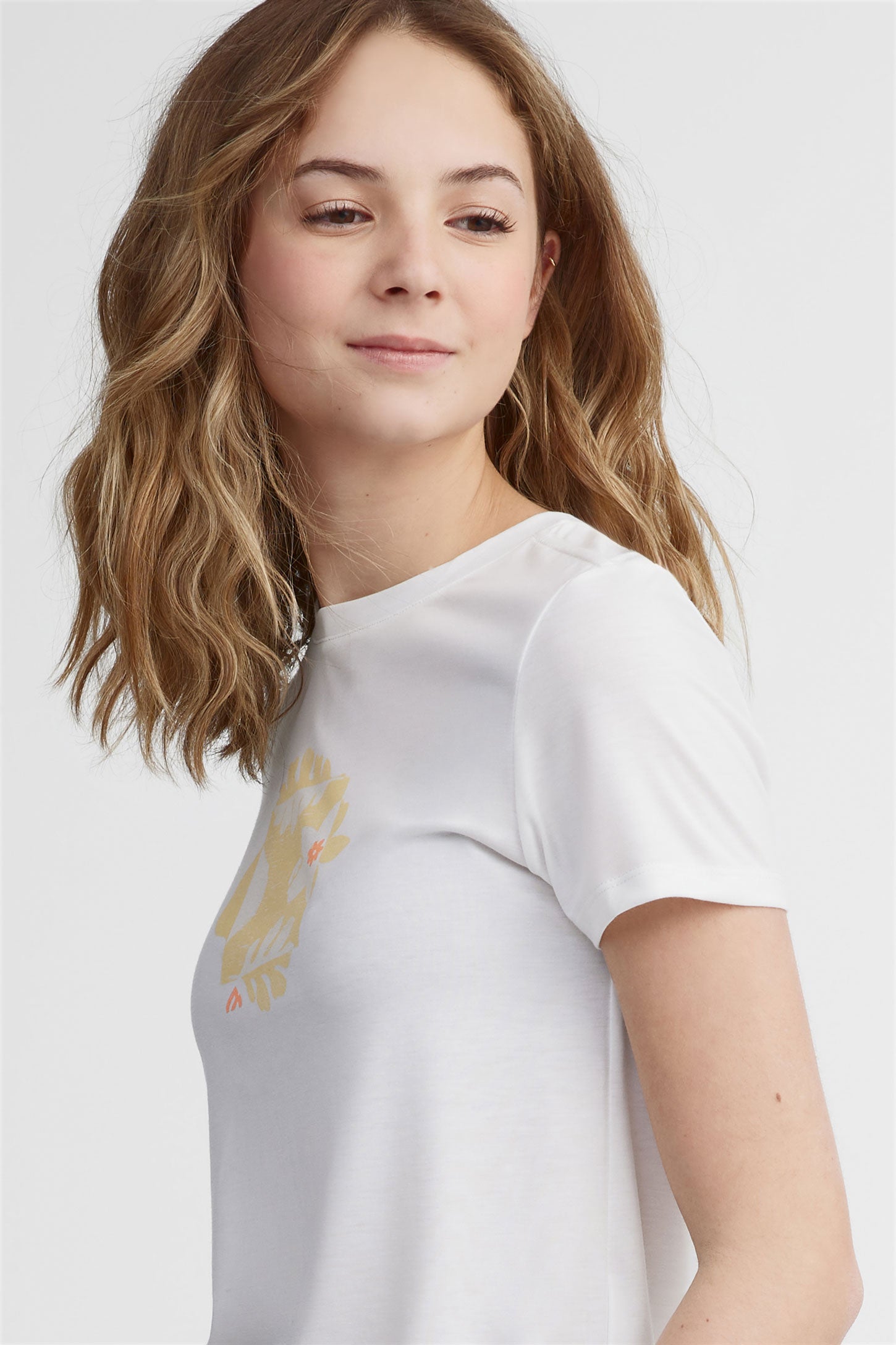 T-shirt col rond lyocell BM - Ado fille && BLANC