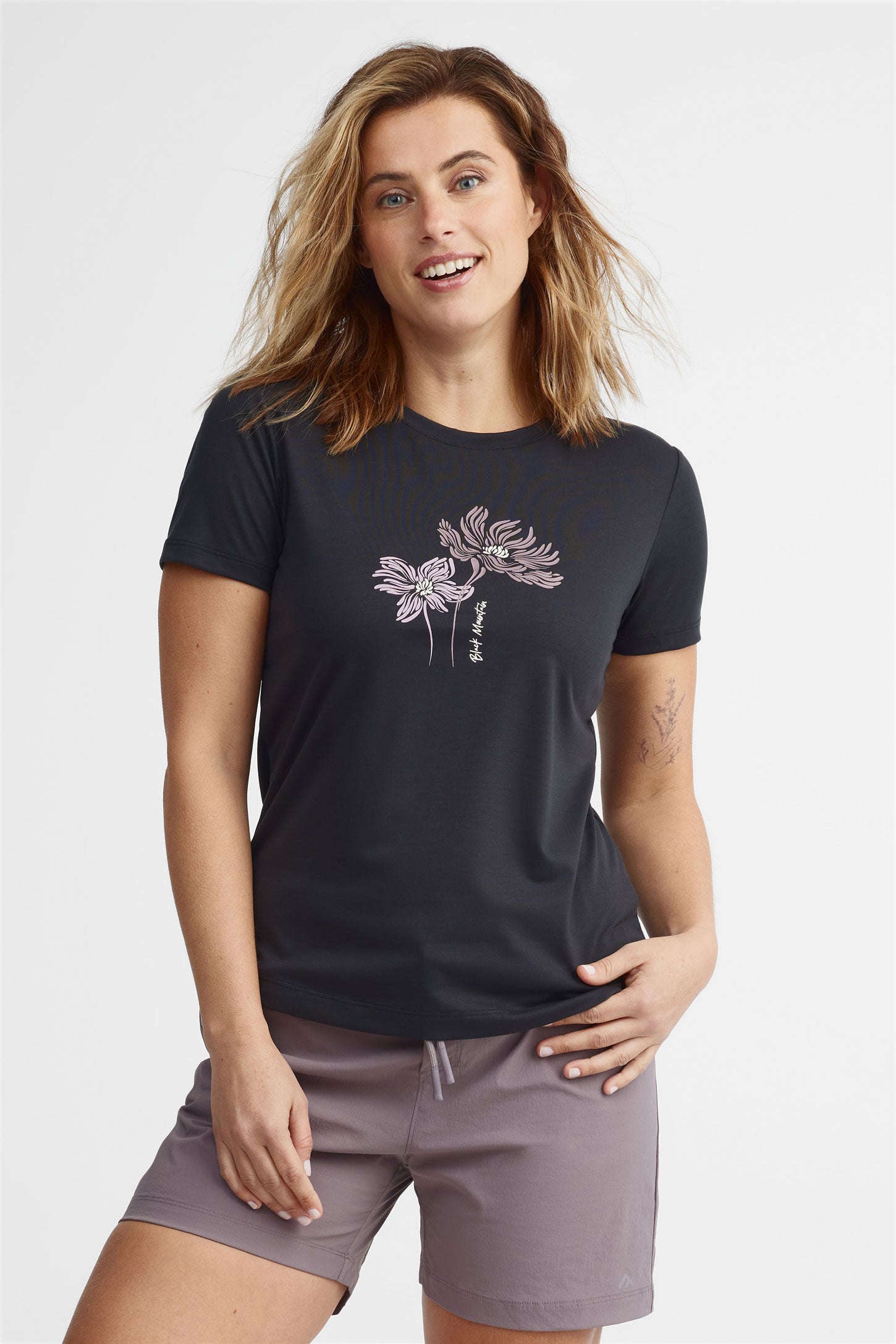 T-shirt col rond lyocell BM - Femme && GRIS FONCE