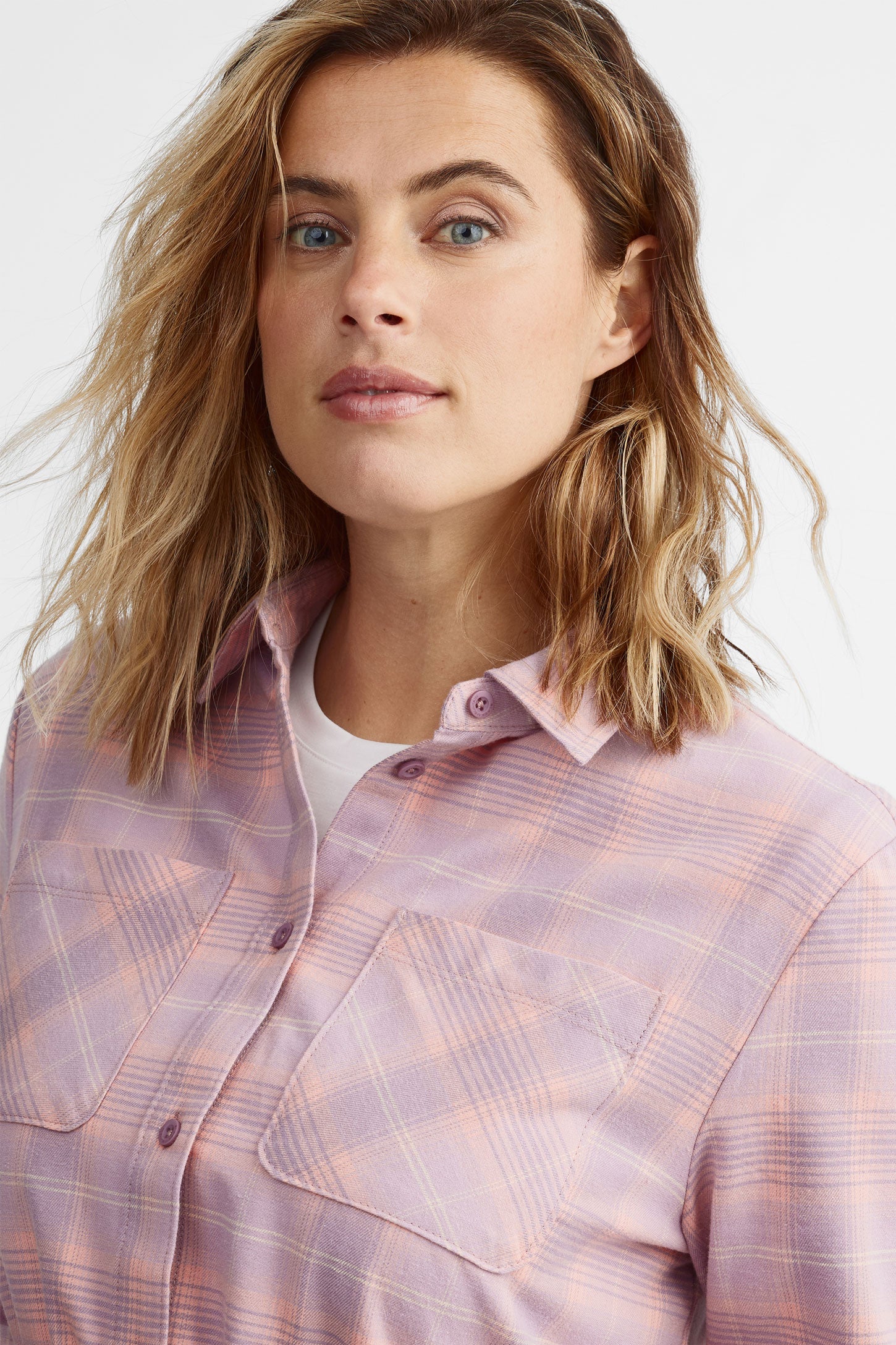 Chemise à carreaux en flanelle - Femme && ROSE MULTI