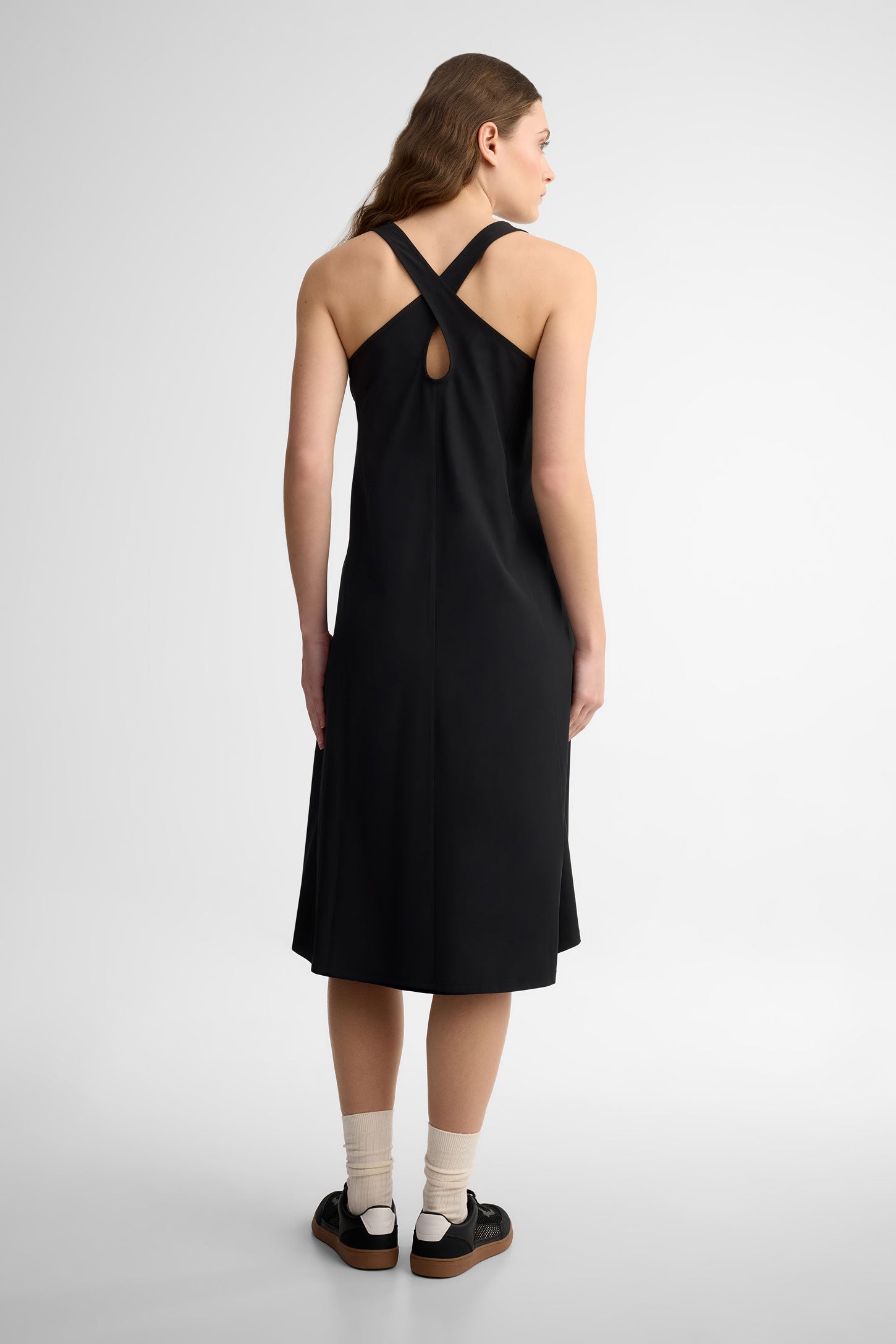 Robe midi dos croisé BM - Femme && GRIS FONCE