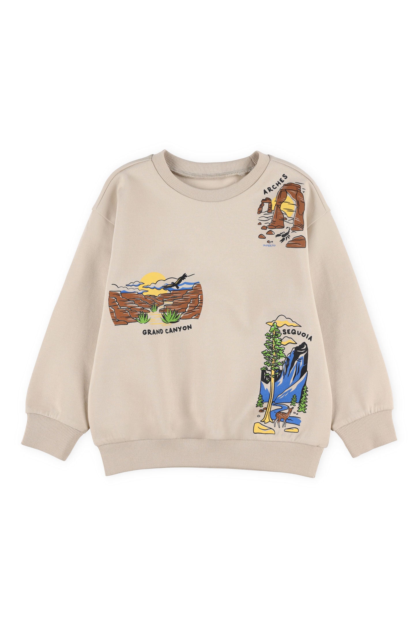 Chandail col rond coton ouaté - Enfant garçon && BEIGE