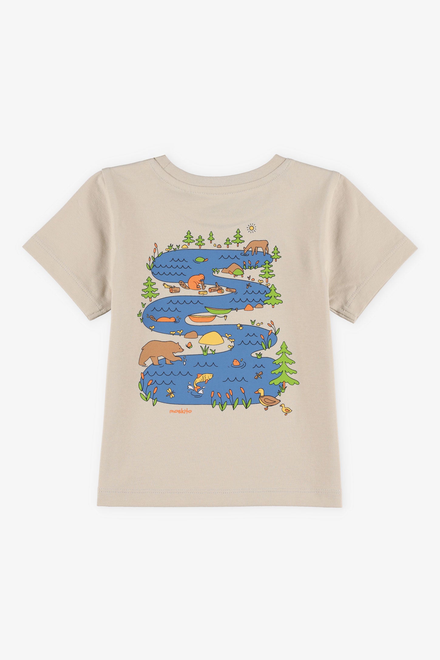 T-shirt col rond en coton - Bébé garçon && BEIGE